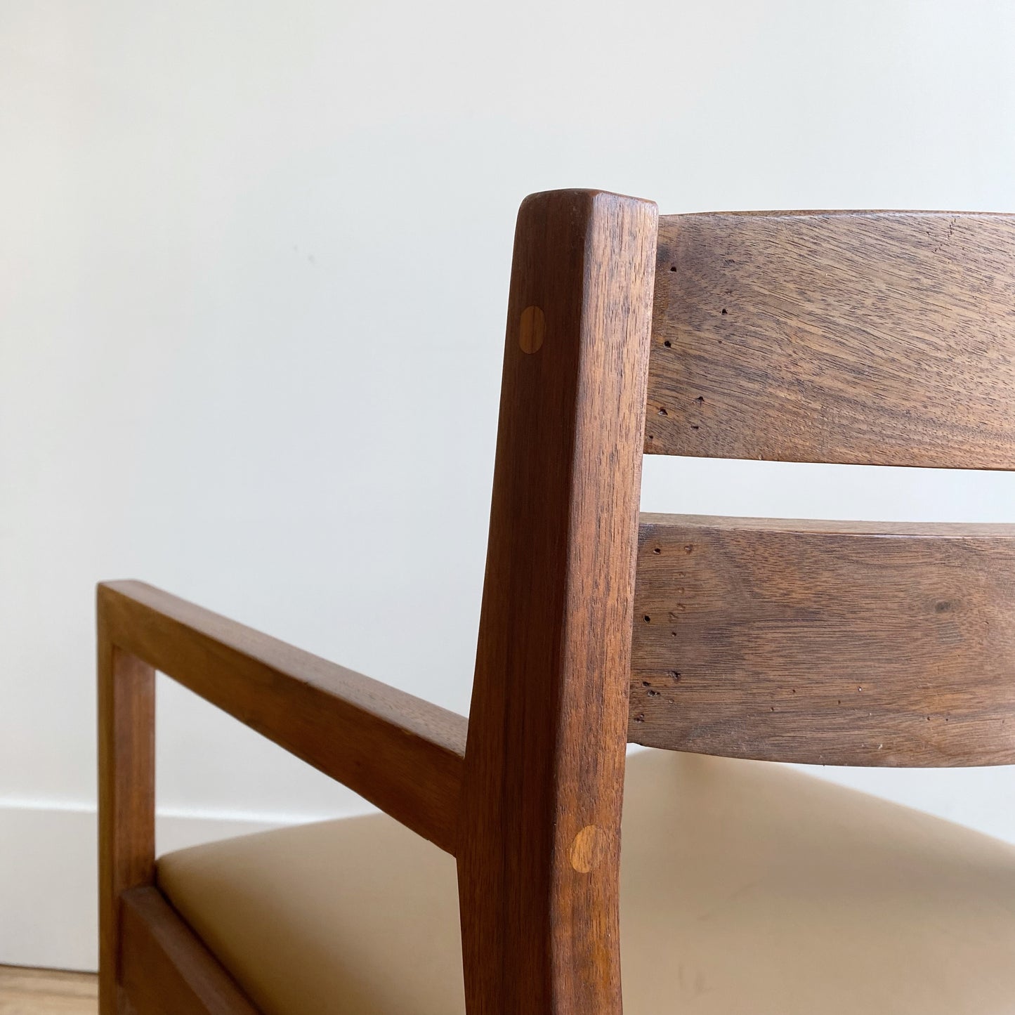 MCM Walnut Chair with Leather Seat