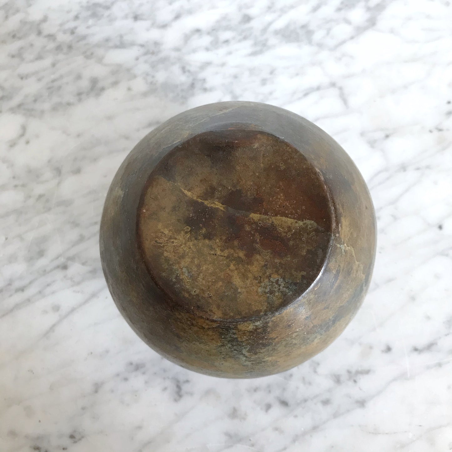 Found Tiered Metal Vase with Patina