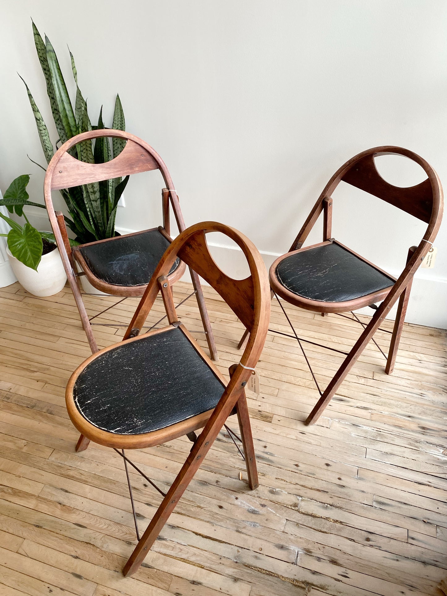 Vintage 1930’s Folding Chair with Black Seat