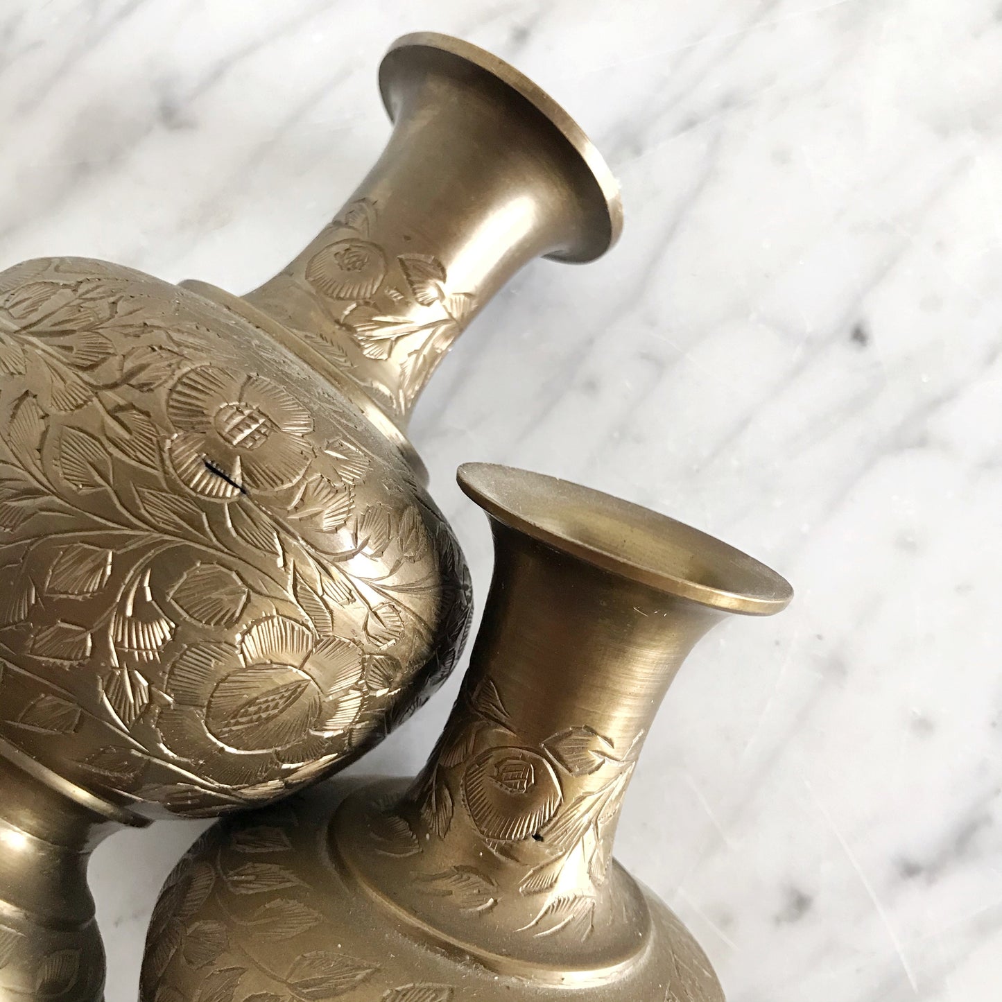 Vintage Etched Brass Vase