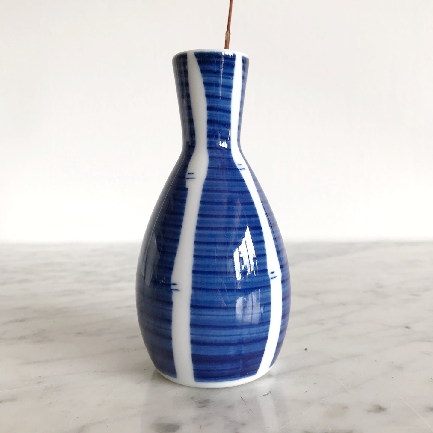 Blue + White Striped Bud Vase, Japan