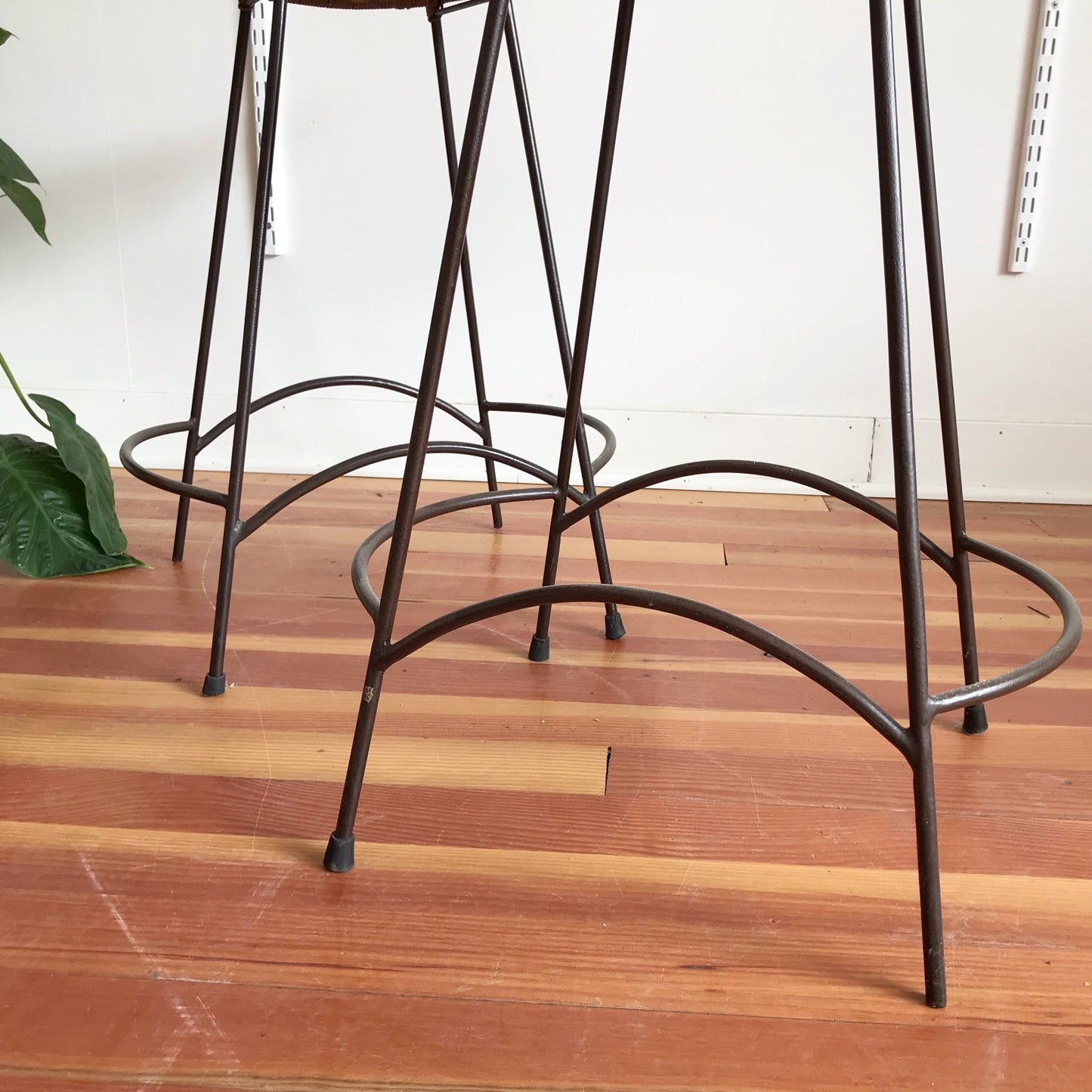 Pair of Vintage Wicker Stools, Attr. Arthur Umanoff
