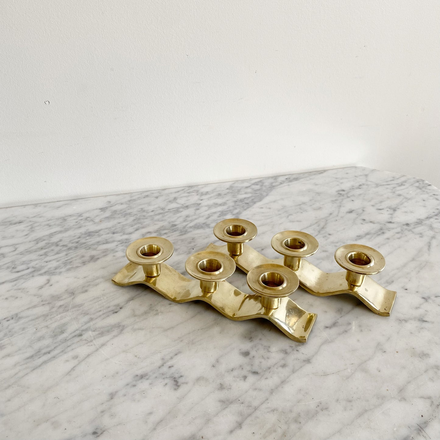 Vintage Brass Wave Candle Holder