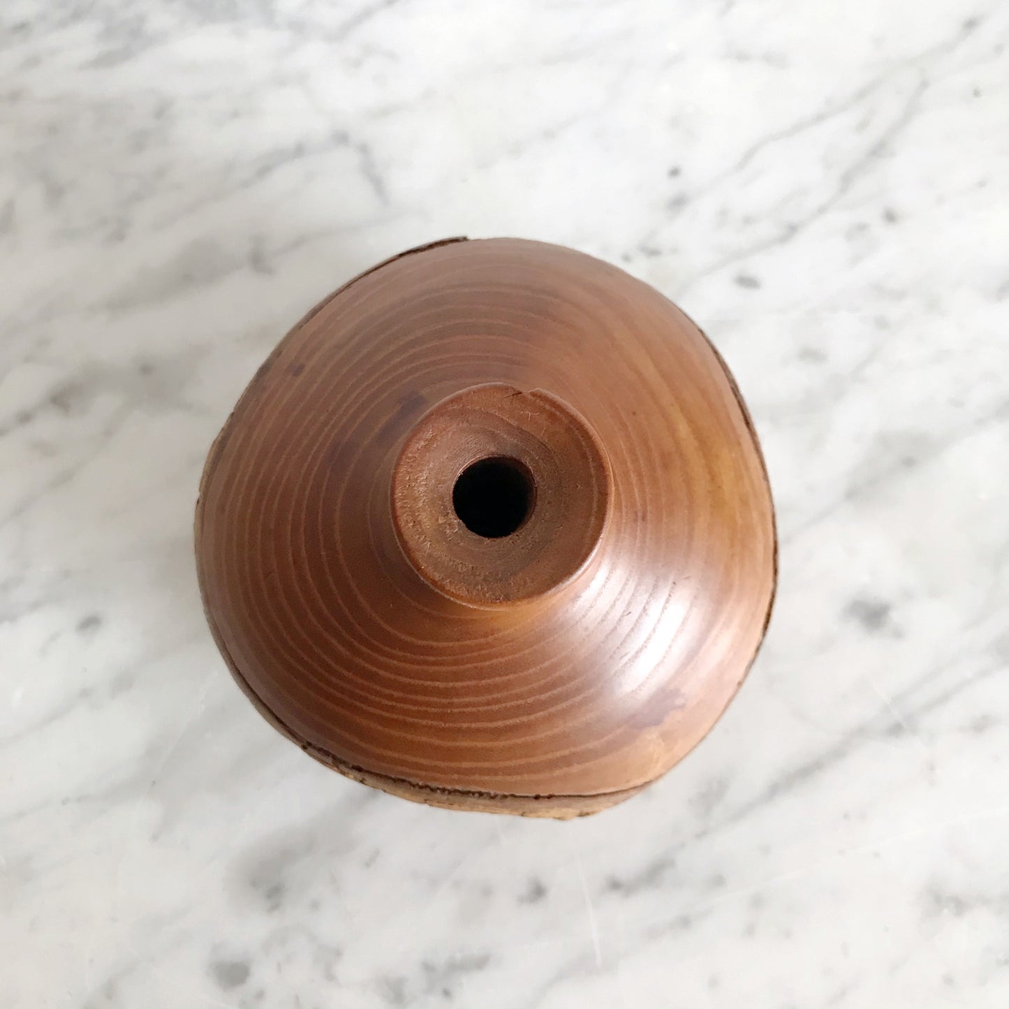 Turned Wood Vase with Bark
