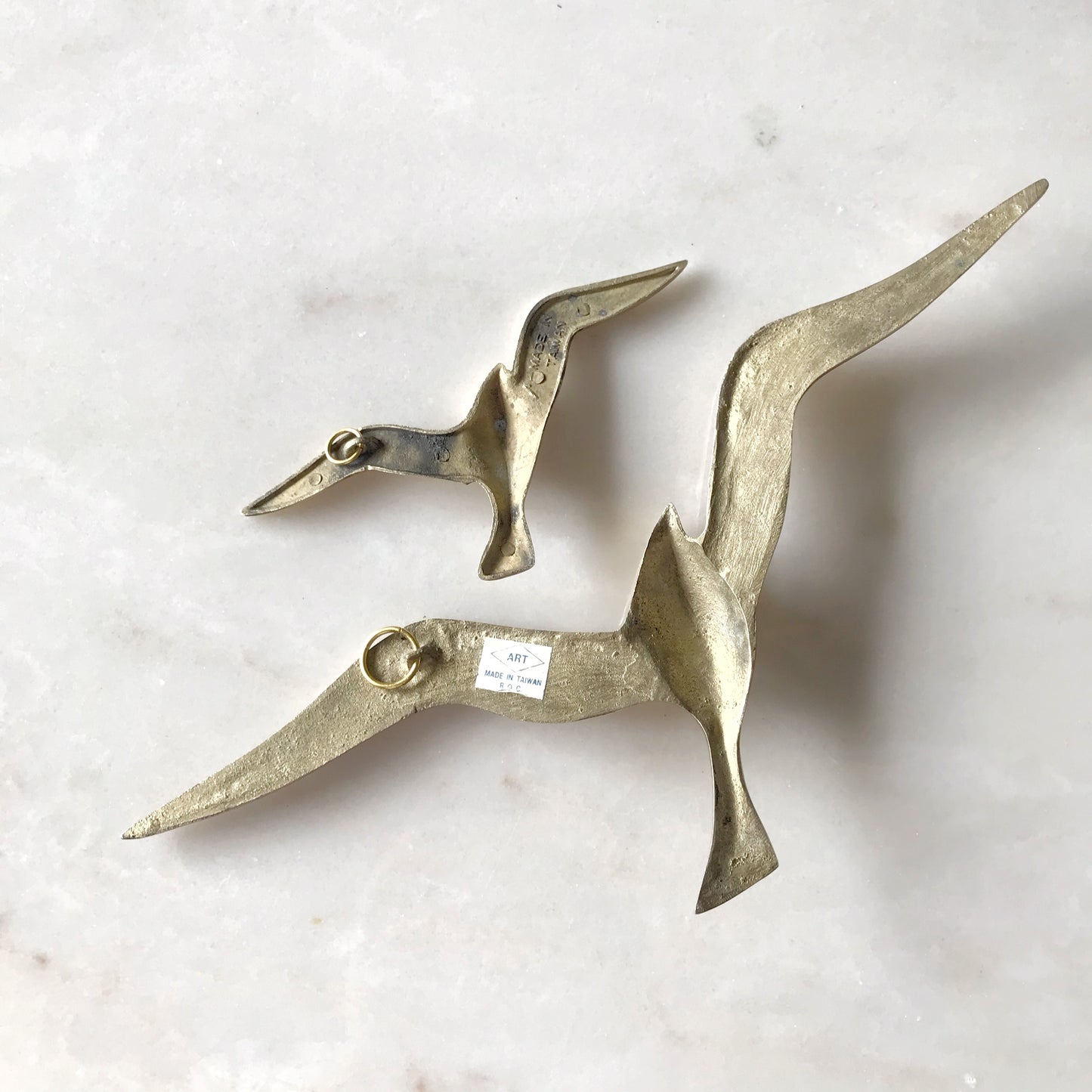 Pair of Vintage Brass Seagulls, Wall Decor