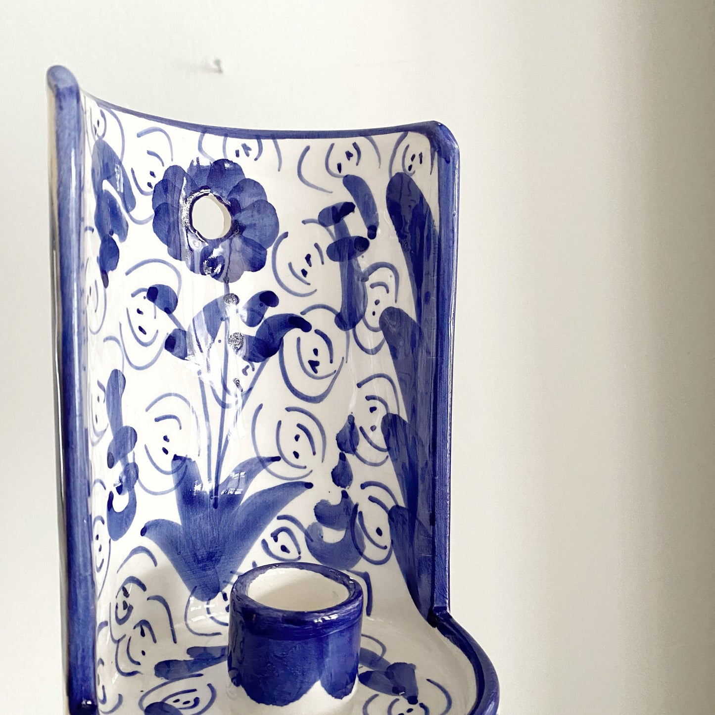 Vintage Hand-painted Ceramic Candle Sconce