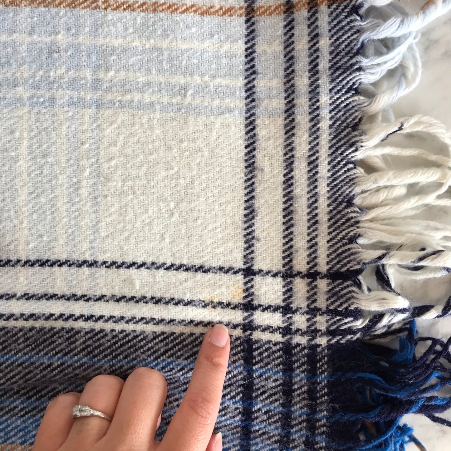 Vintage Blue Plaid Throw Blanket