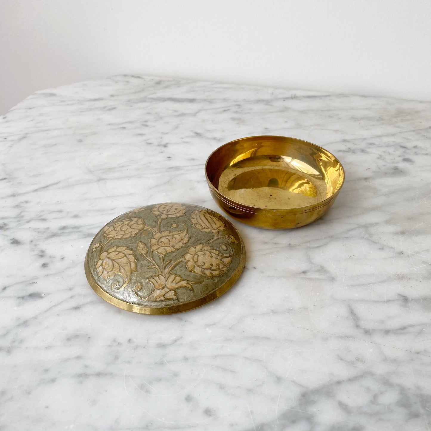 Vintage Enamelled Brass Container