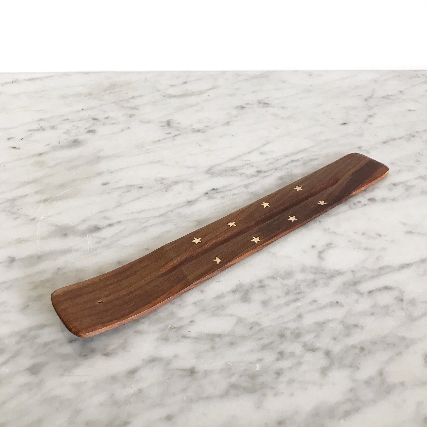 Wood Incense Holder, Brass Stars