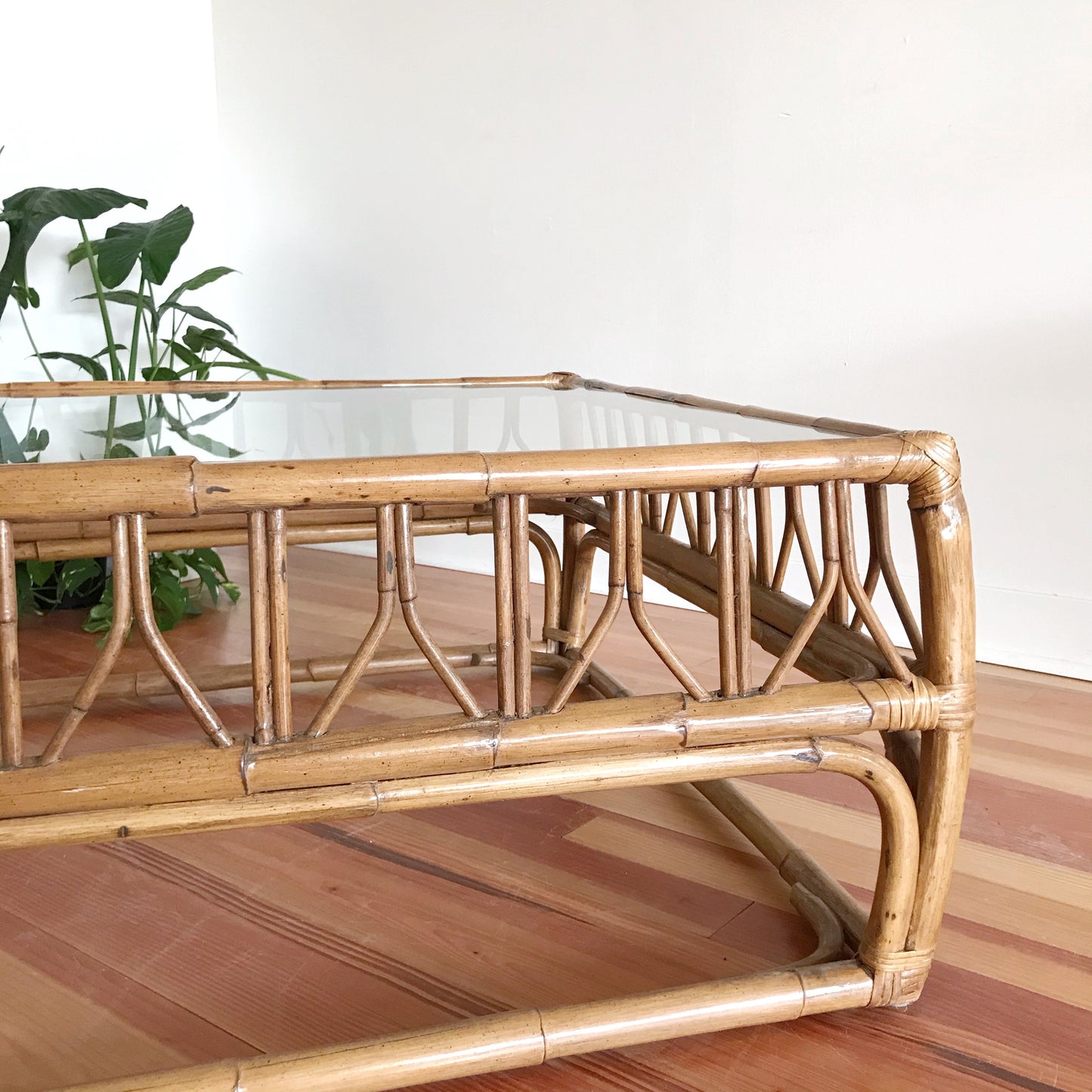 XL Vintage Rattan Coffee Table (38 x 38)