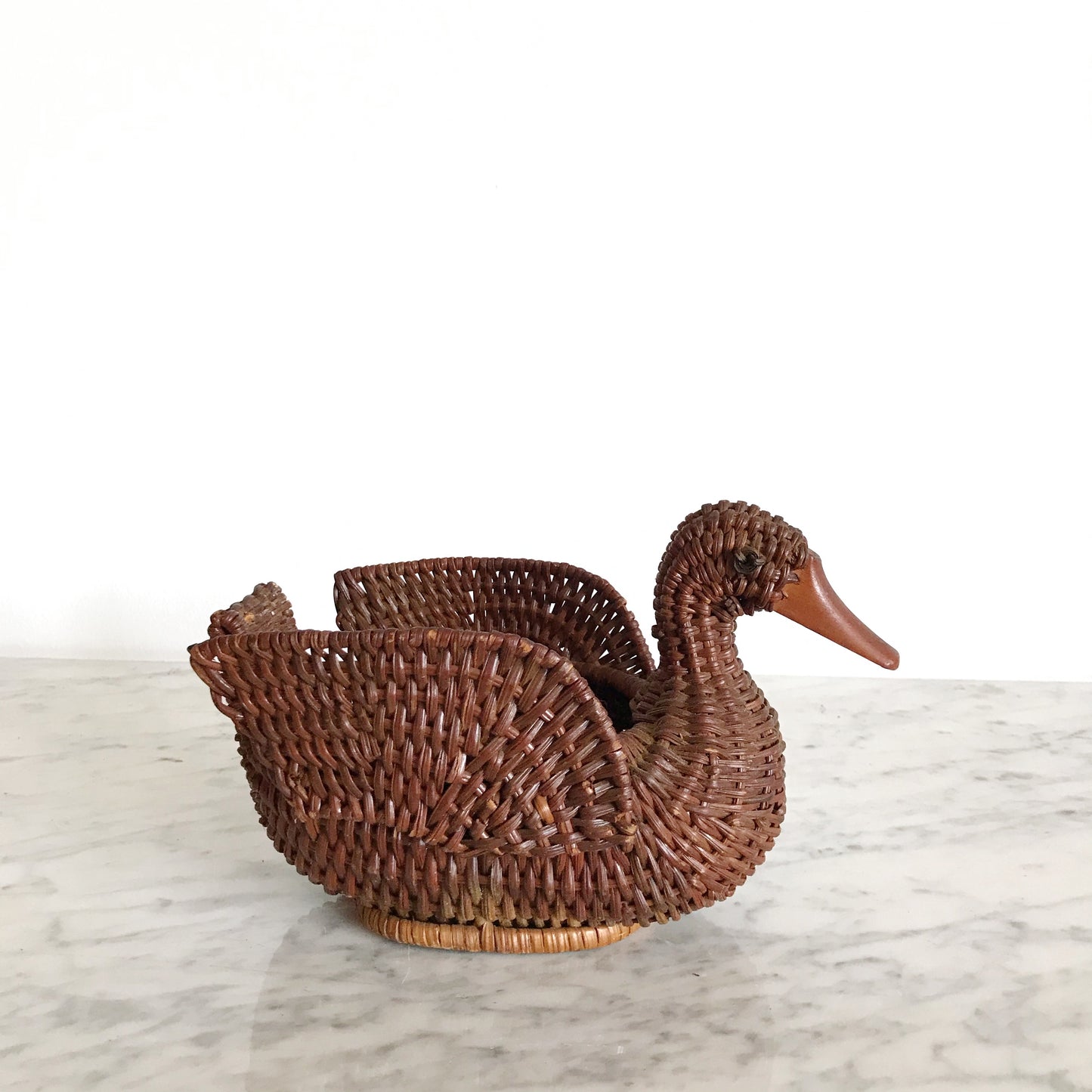 Vintage Wicker Duck Plant Holder