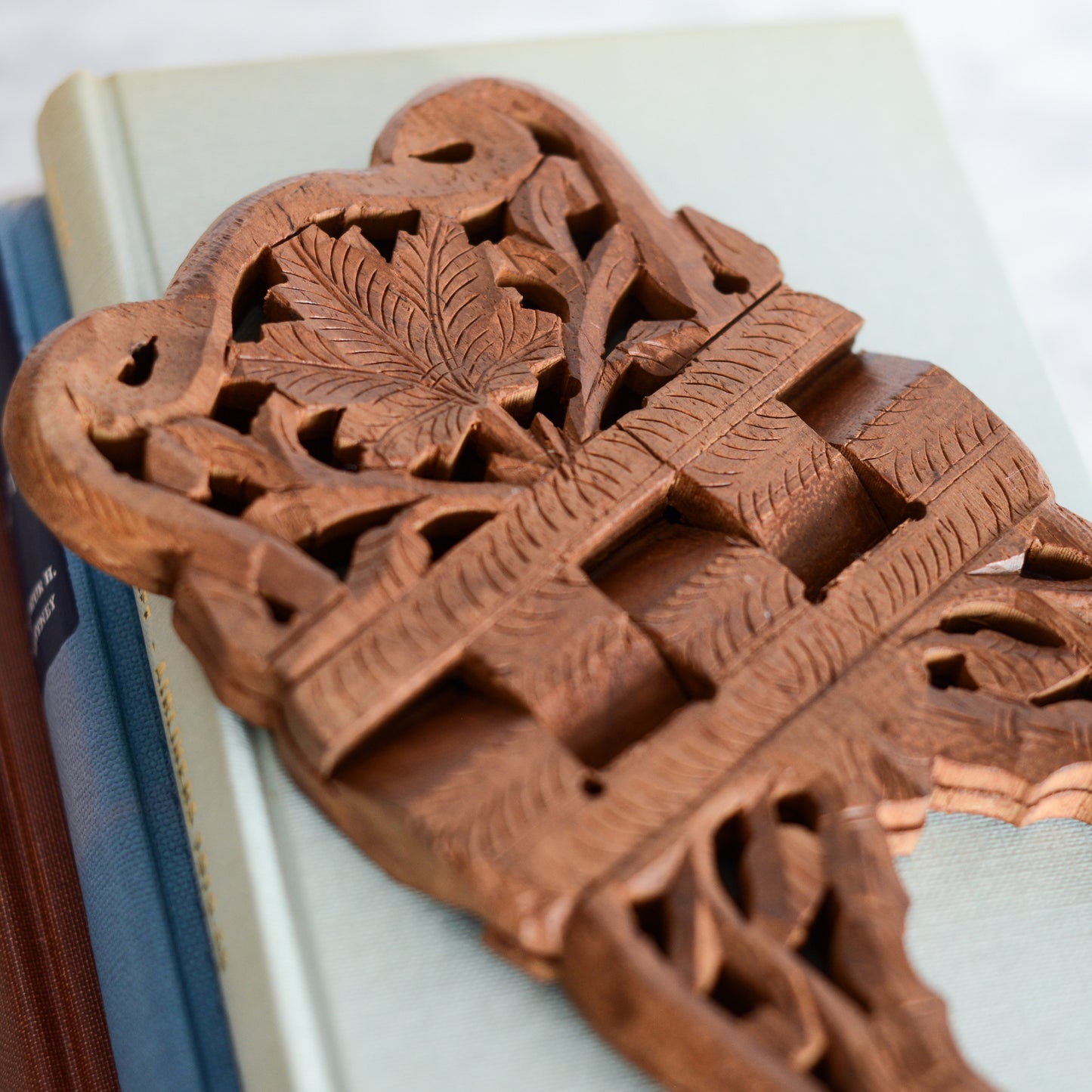 Small Carved Wood Book Stand