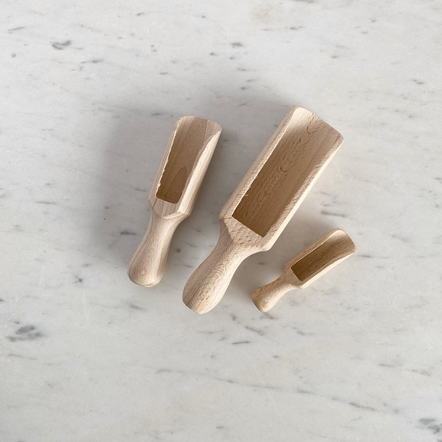 Trio of 3 Little Wooden Scoops