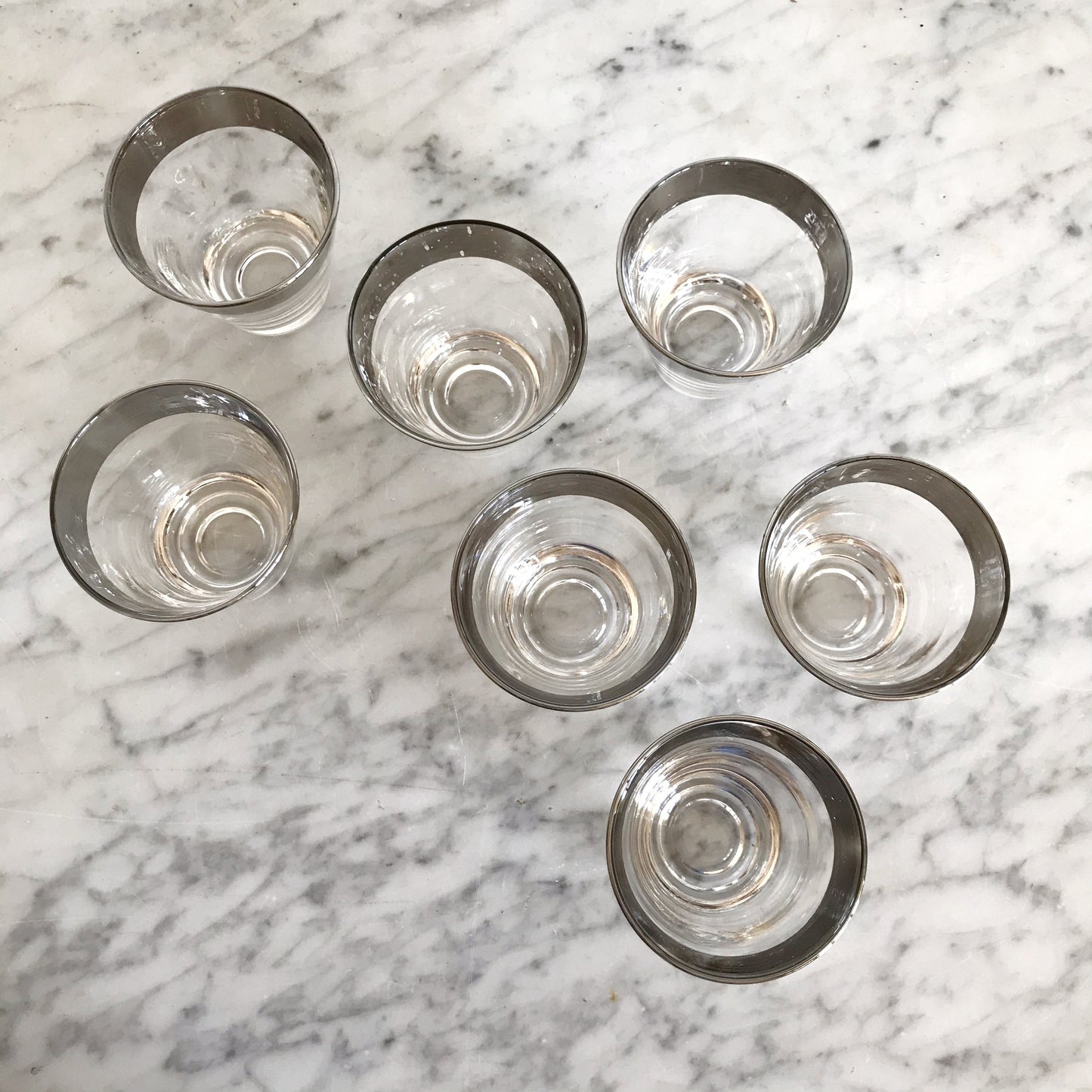 Set of 7 Vintage Silver Ombré Shot Glasses