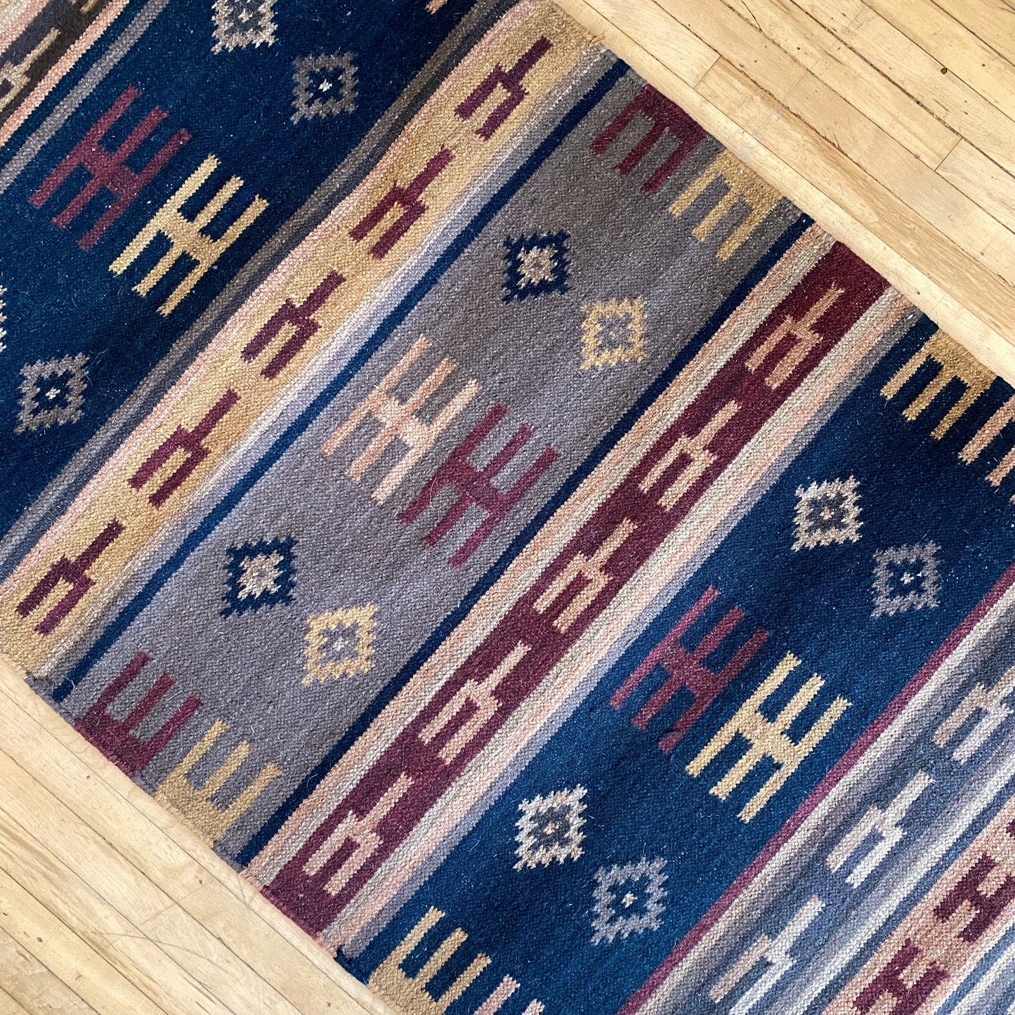 Vintage Woven Dhurrie Runner Rug (12' x 2'6")