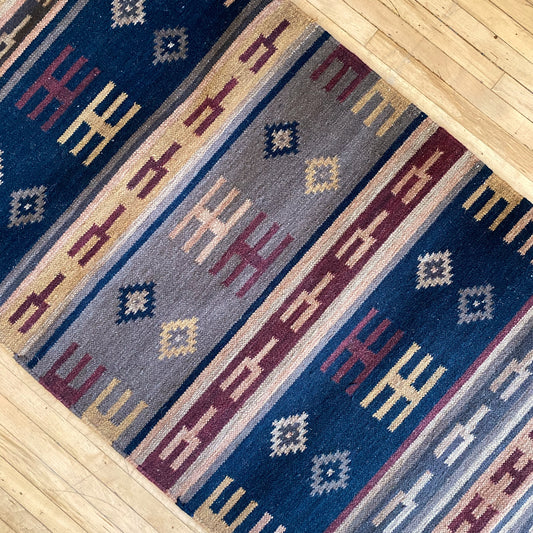 Vintage Woven Dhurrie Runner Rug (12' x 2'6")