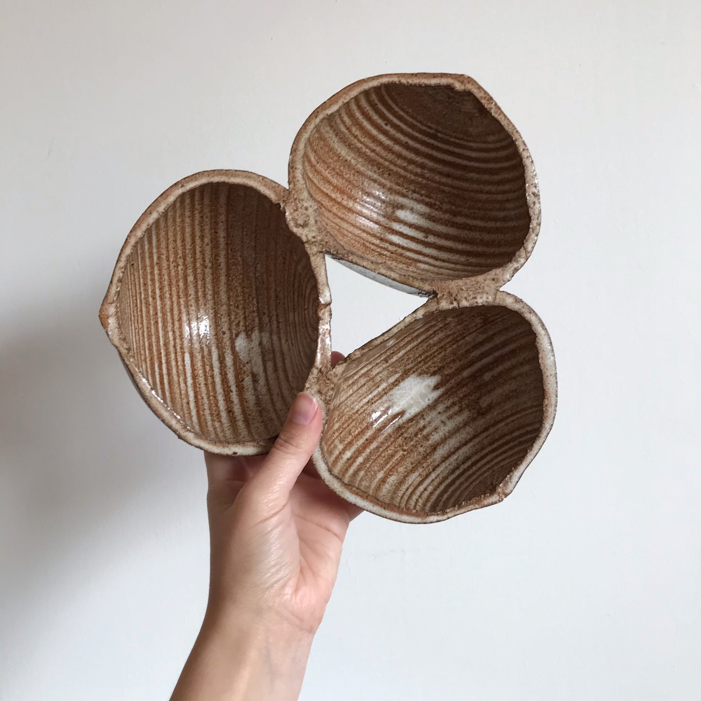 Large Pottery Triple Serving Dish