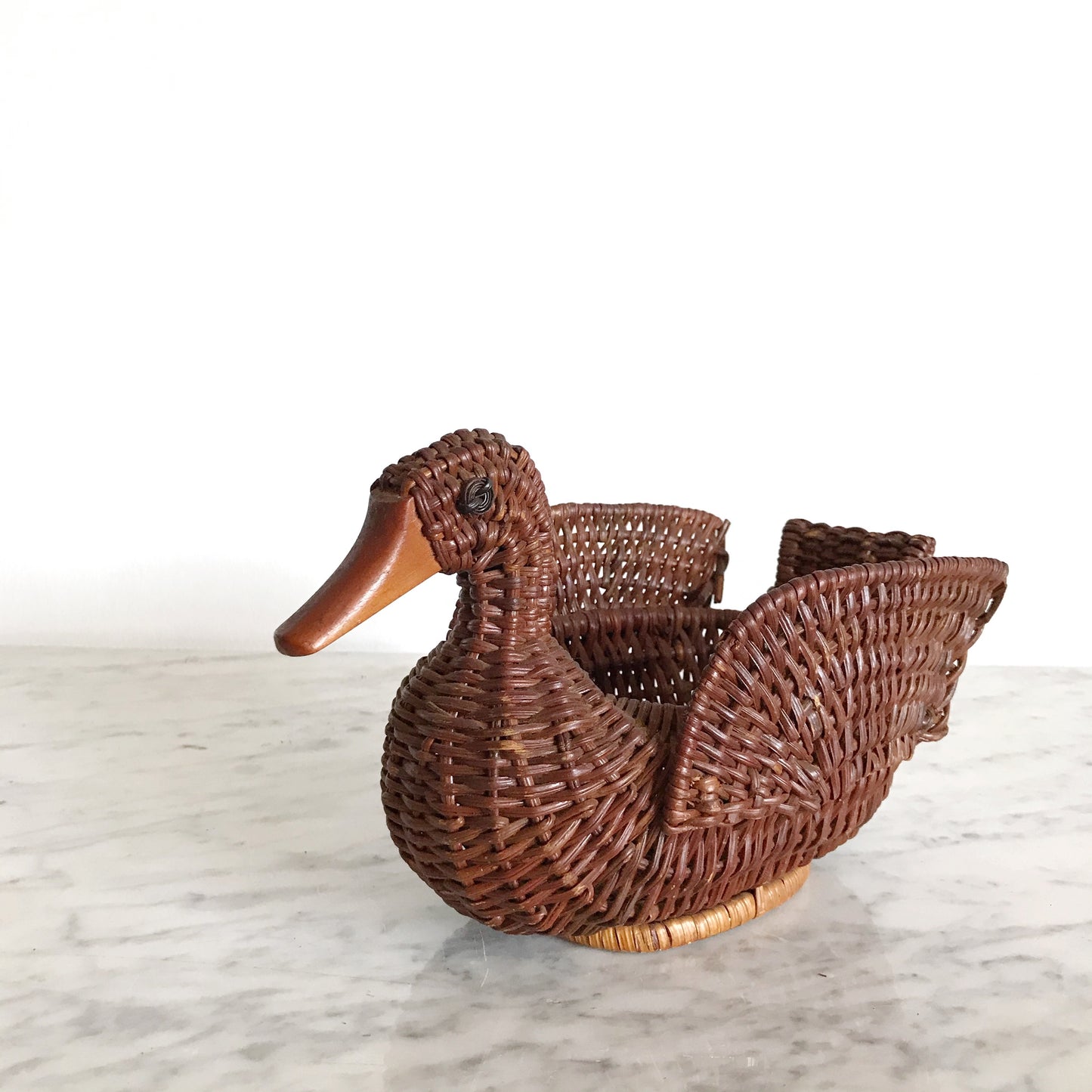 Vintage Wicker Duck Plant Holder