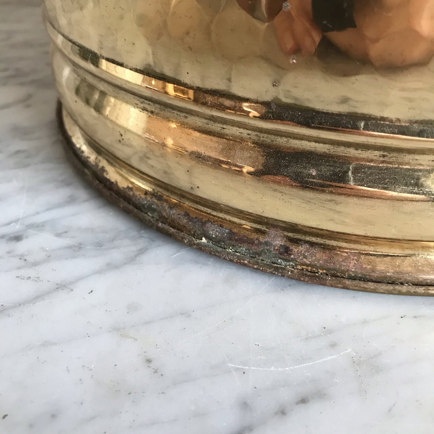 XL Vintage Hammered Brass Planter