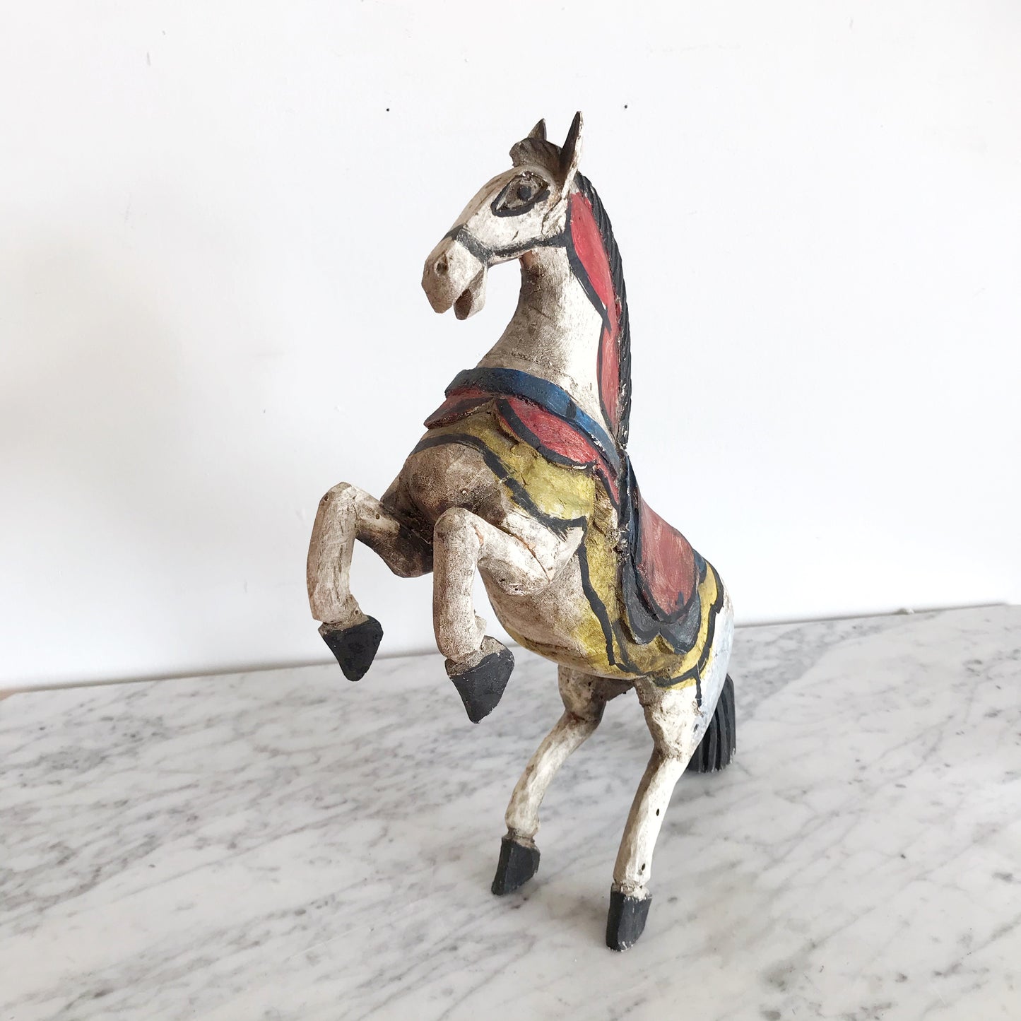 Vintage Hand-Carved Wooden Horse Sculpture