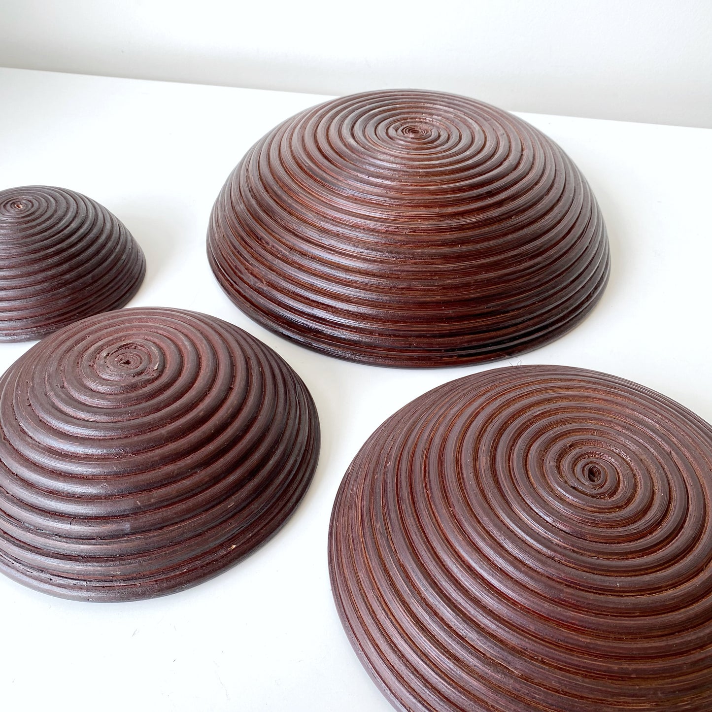 Set of Dark Rattan Coiled Nesting Bowls