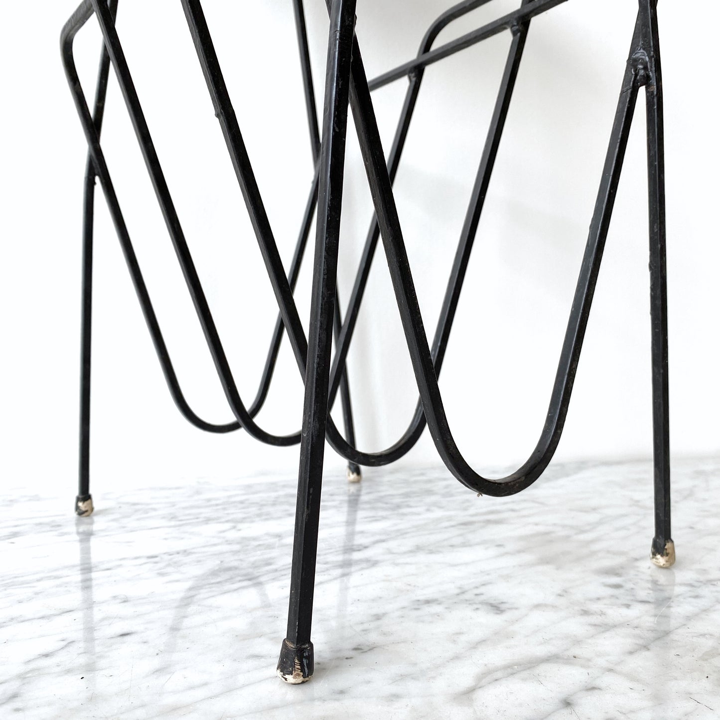 MCM Black Metal Side Table / Plant Stand / Magazine Holder