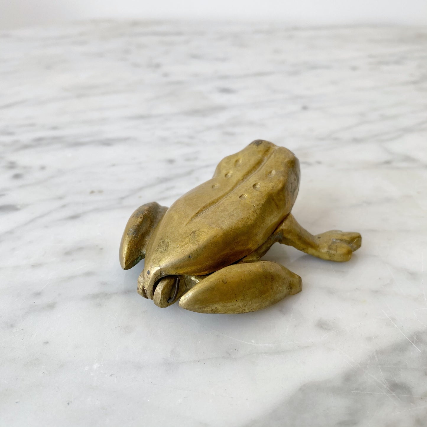 Vintage Brass Frog Trinket Box