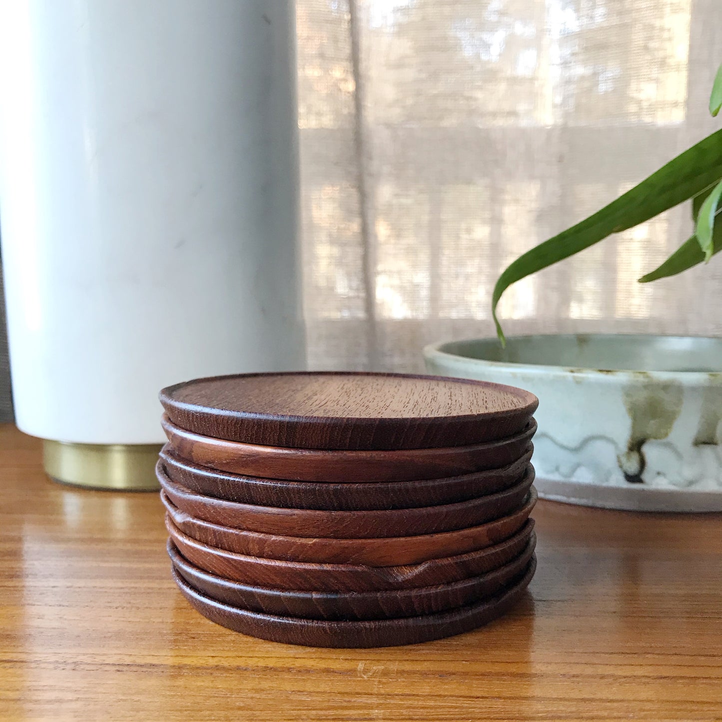Set of 8 Teak Coasters, Frantz M Danmark