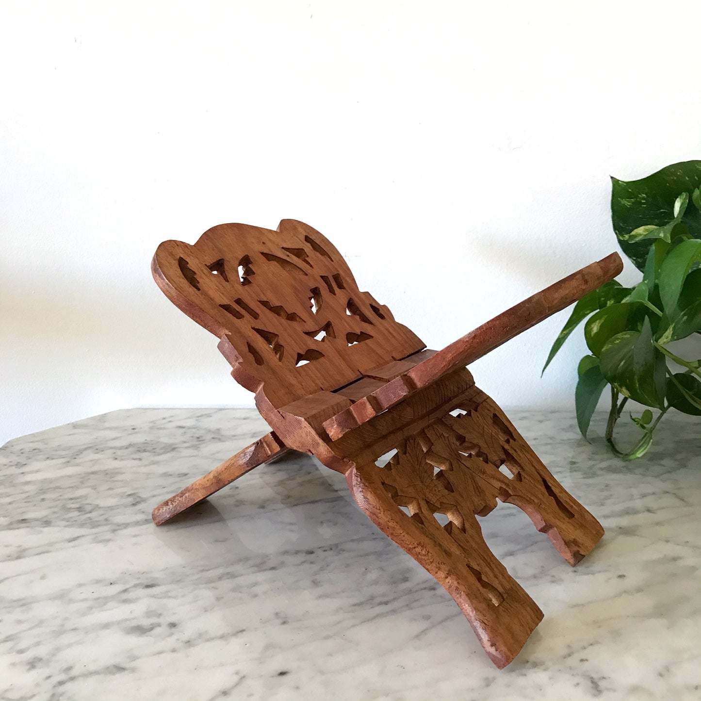 Vintage Carved Wood Book Stand