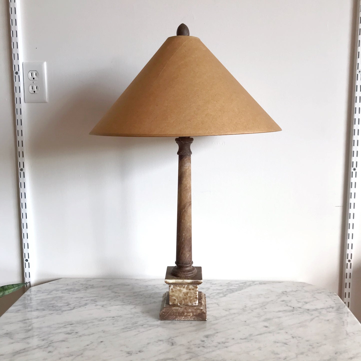 Vintage Slender Alabaster Column Table Lamp, Italy