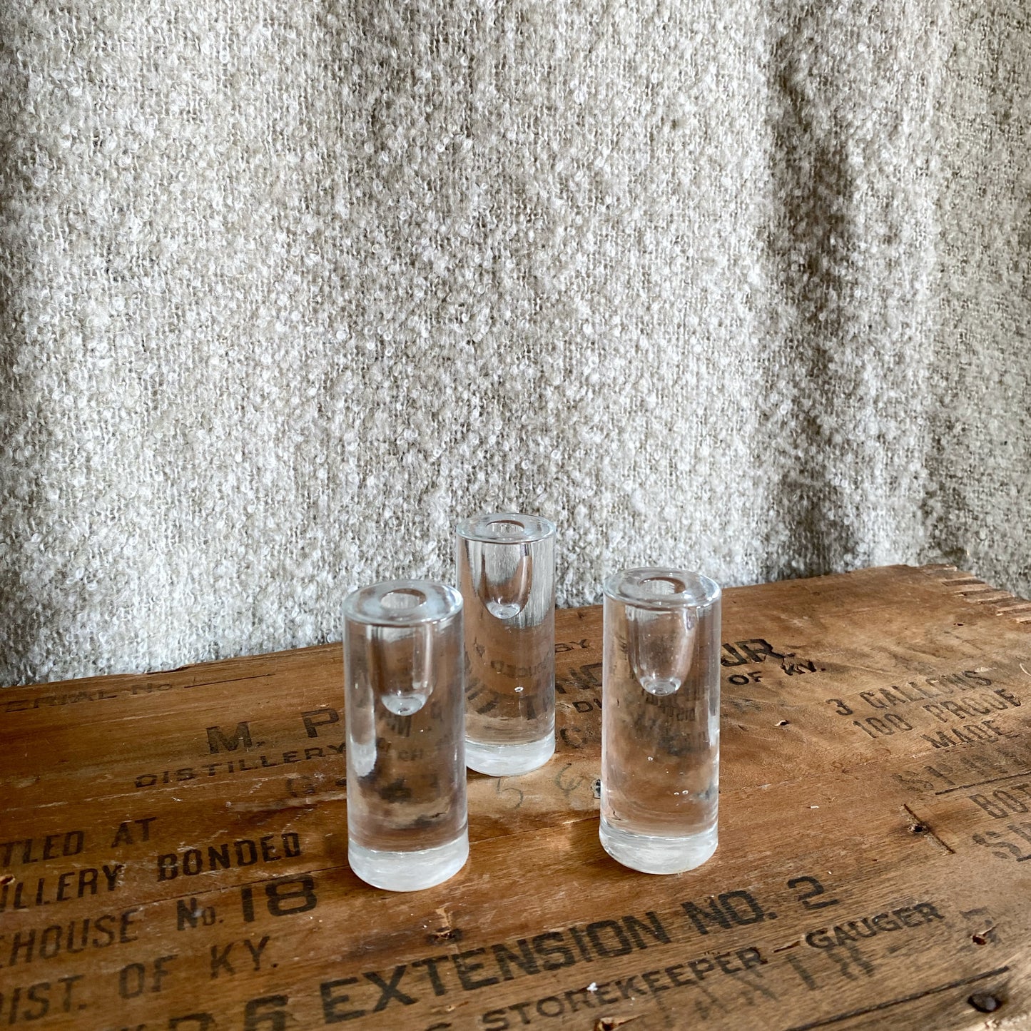 Set of 3 Slender Glass Taper Holders