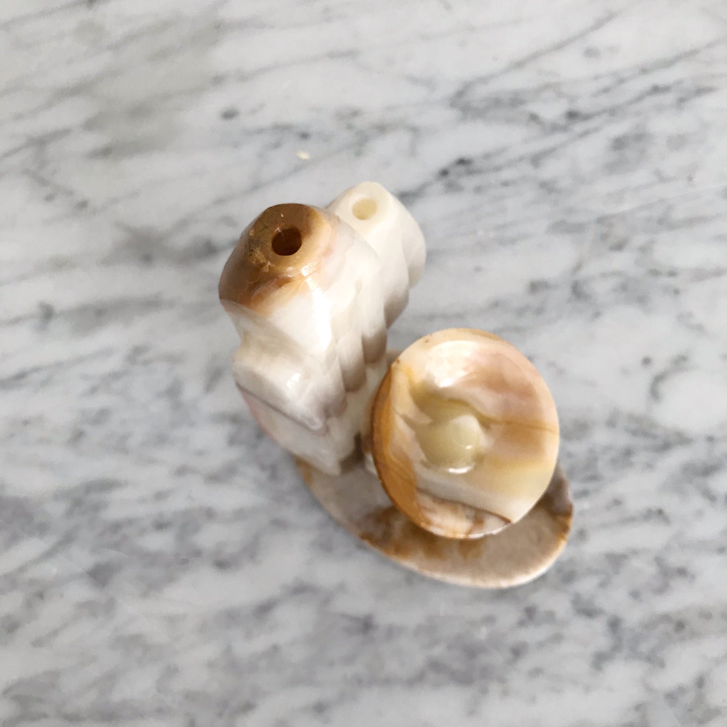 Vintage Onyx Figures / Dried Flower Vase