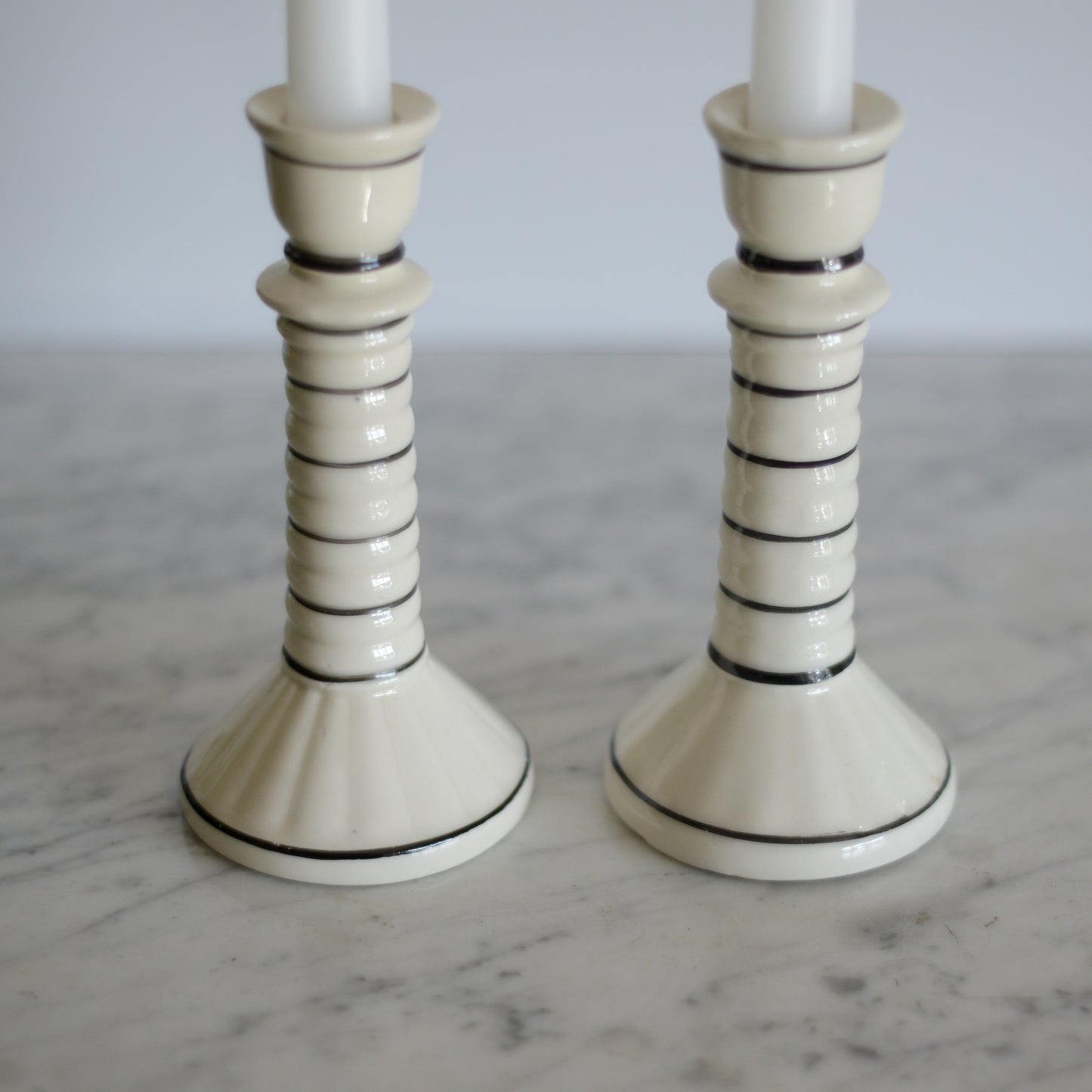 Pair of Vintage Porcelain Candlestick Holders