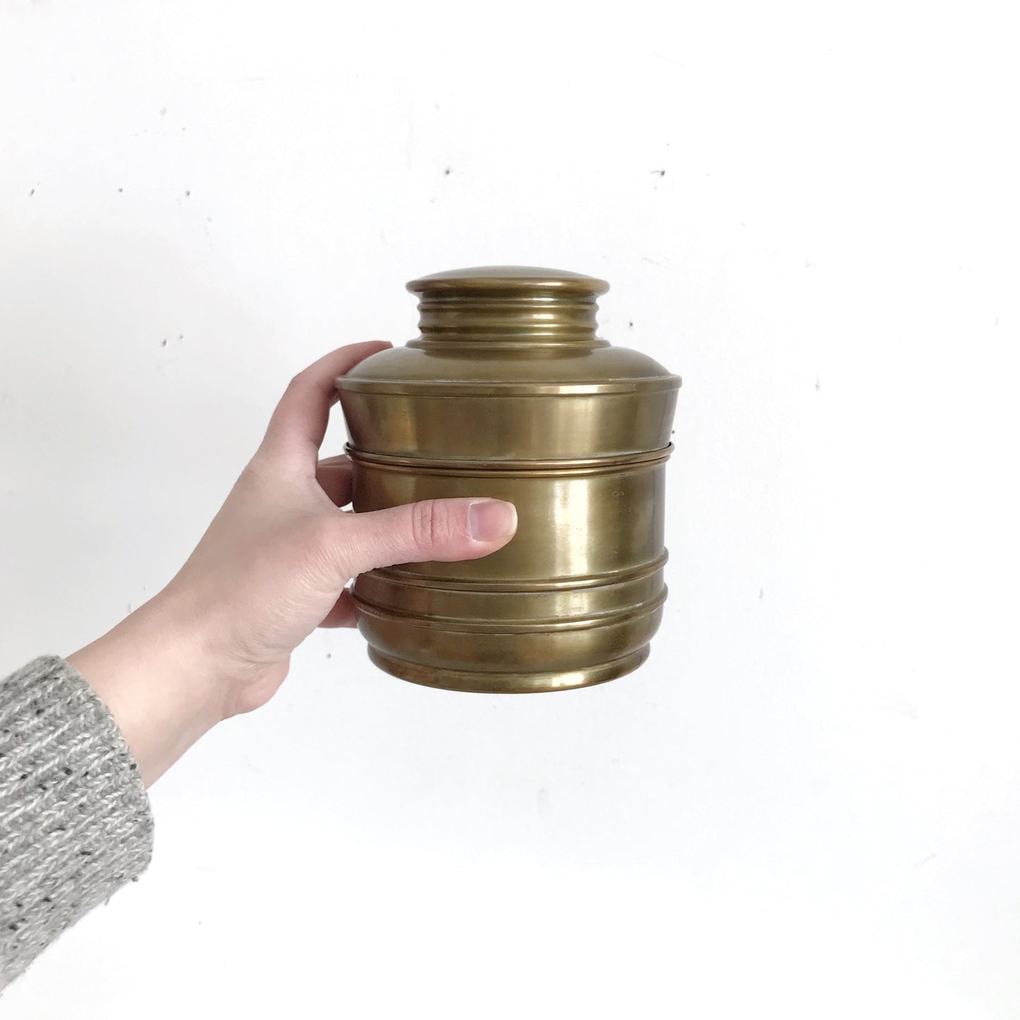 Vintage Brassy Canister with Lid