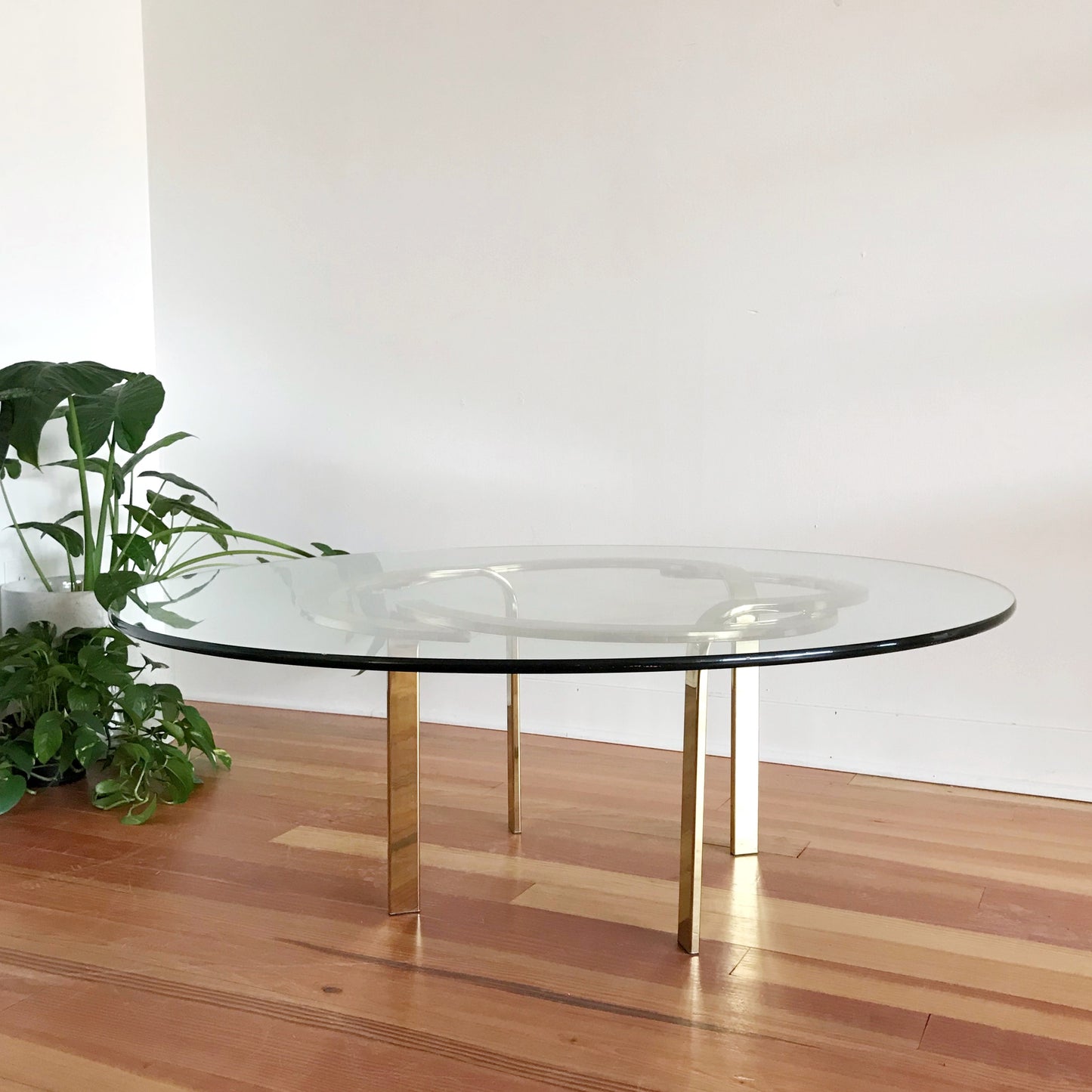 Vintage Glass and Brass Knot Coffee Table