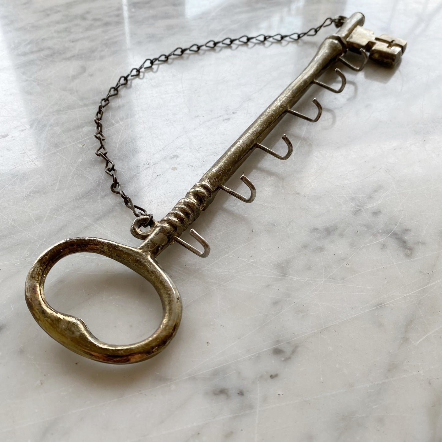 Vintage Brassy Key Shaped Key Holder