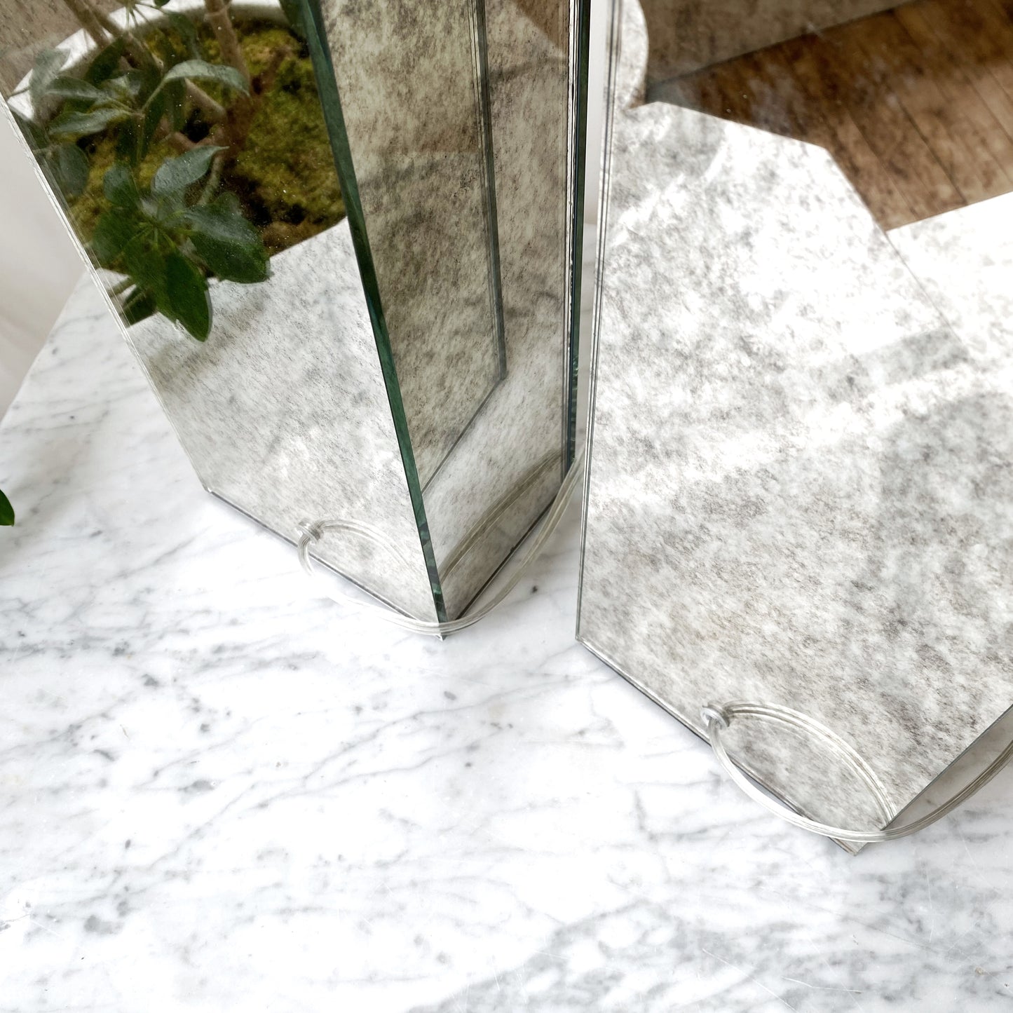 Pair of Sleek Marbled Glass Table Lamps