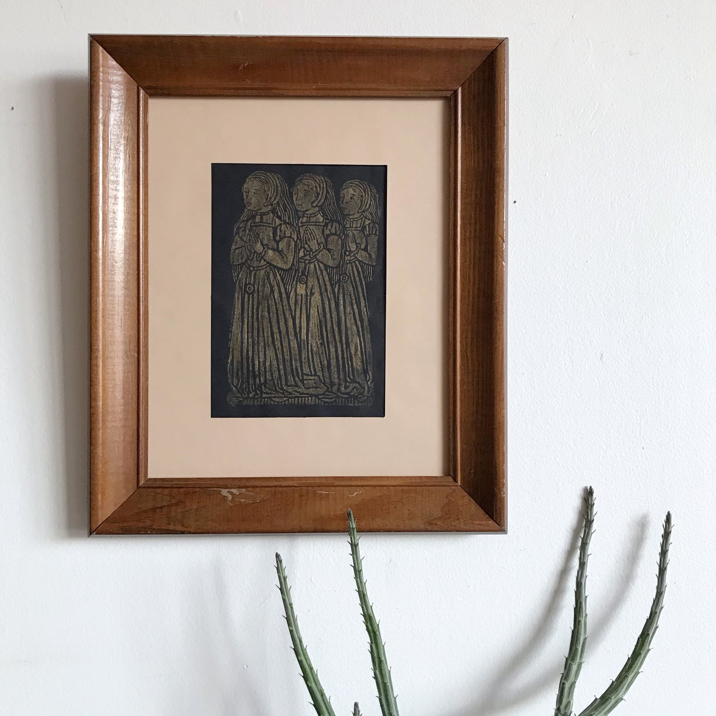 Vintage Framed Print with Figures (10 x 12)
