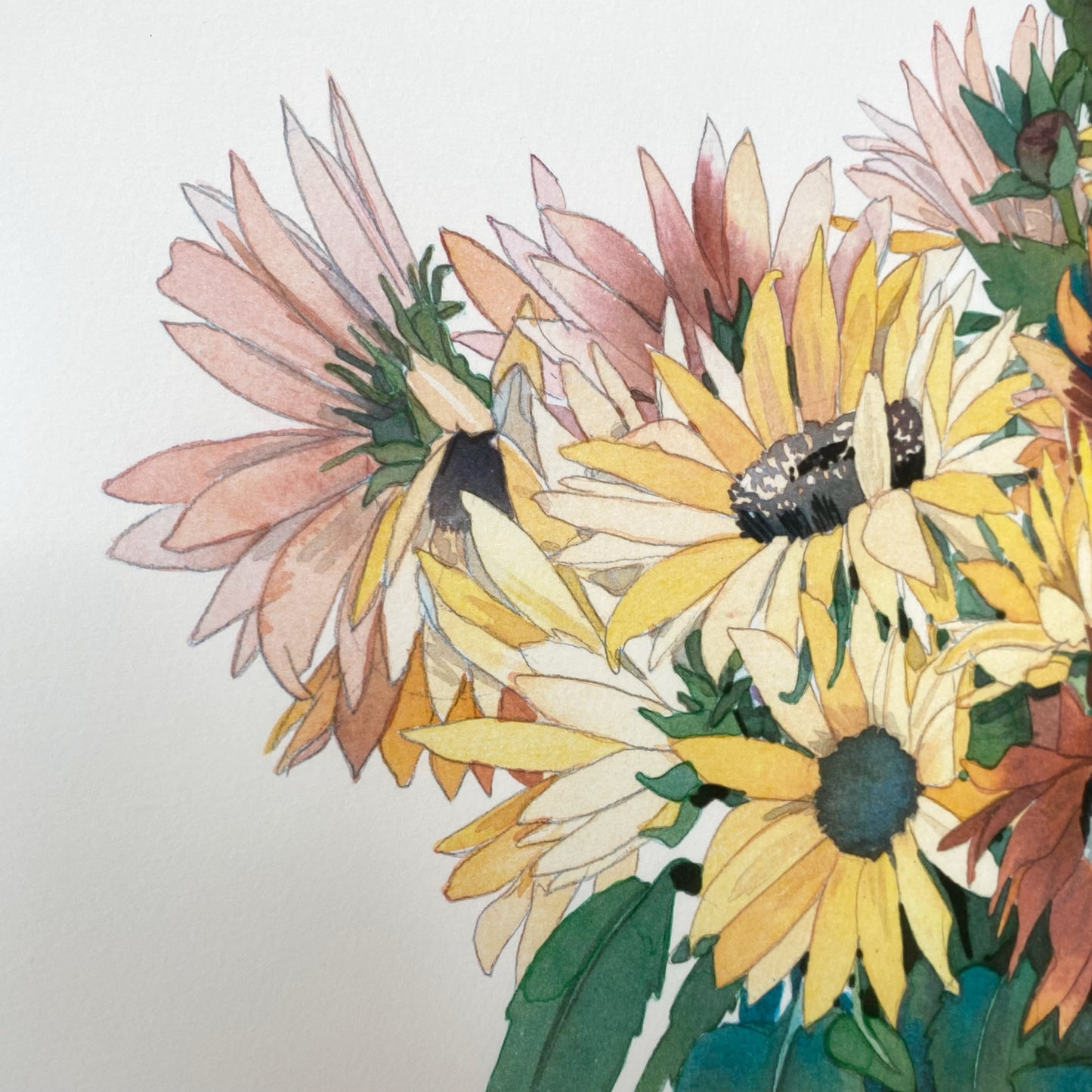 Oversized Original Sunflower Art Print, (28.25” x 43.75”)