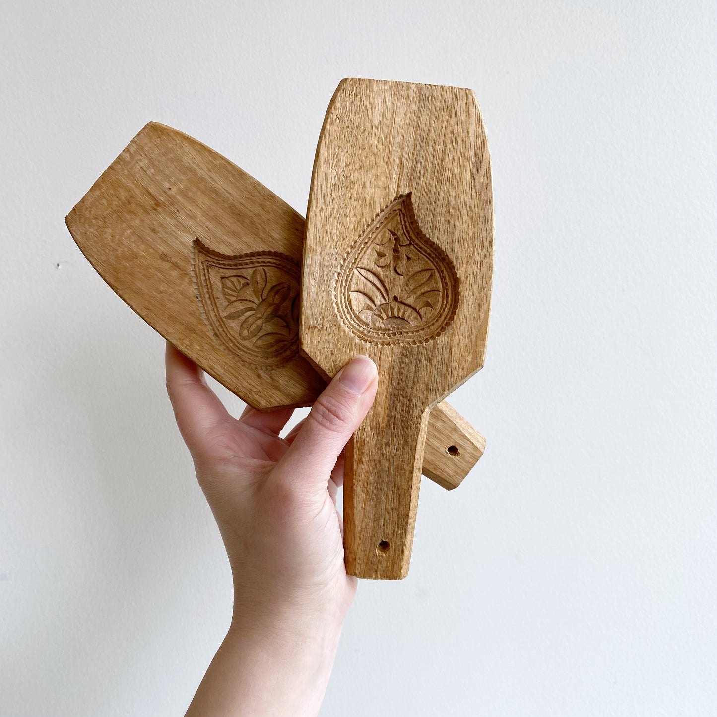 Pair of Carved Wooden Cookie Molds / Presses