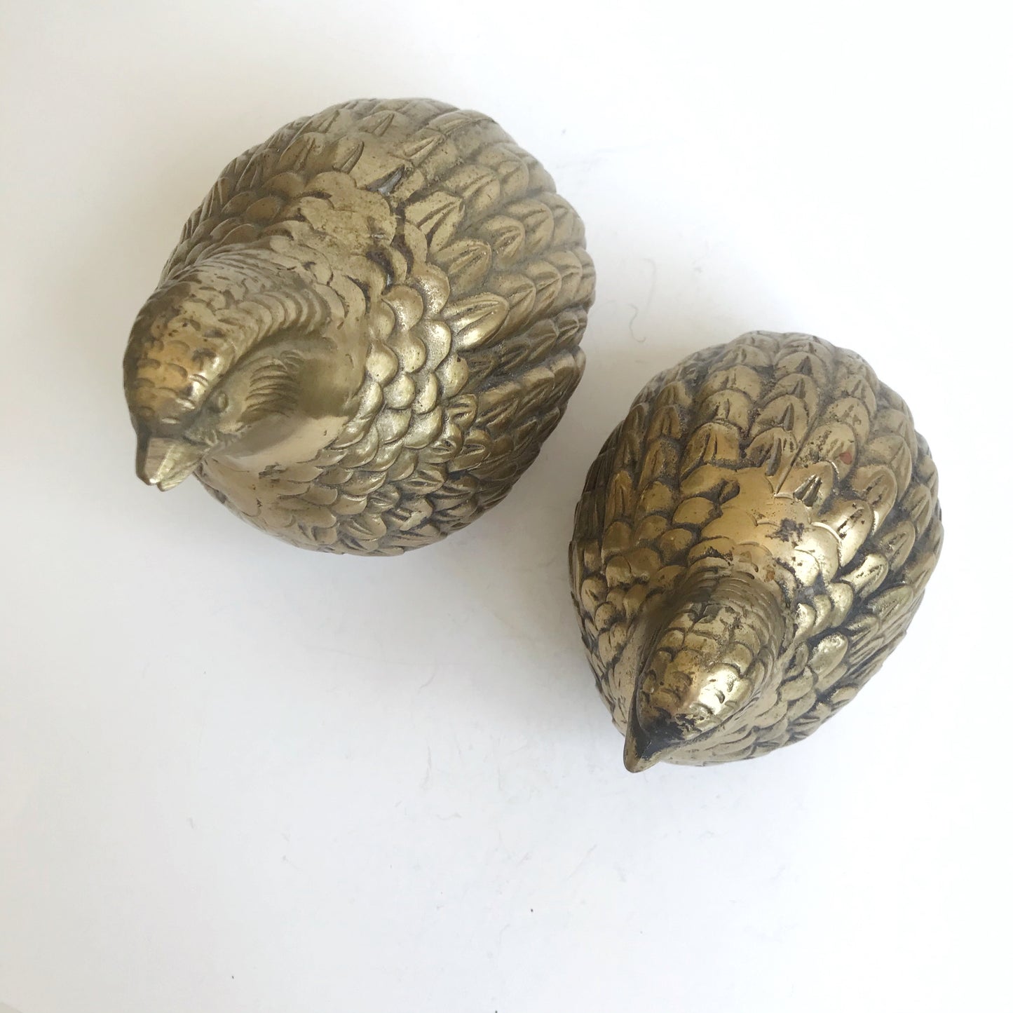 Pair of Beautiful Vintage Brass Quail