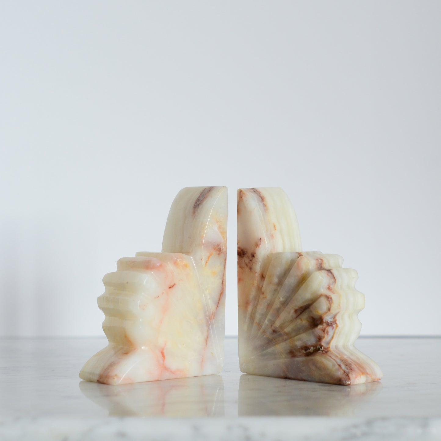 Pair of Vintage Carved Onyx Bookends