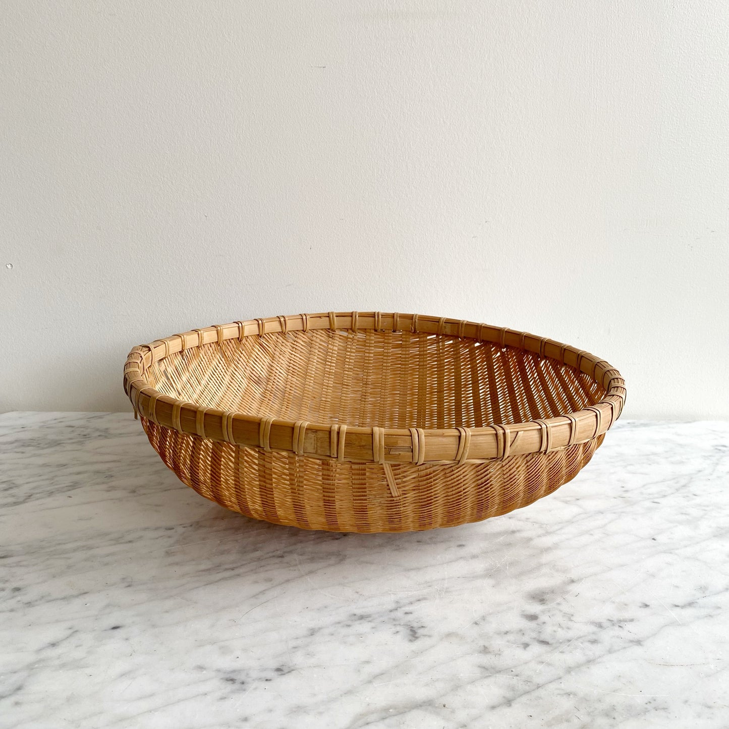 Vintage Natural Woven Winnowing Basket, 14”