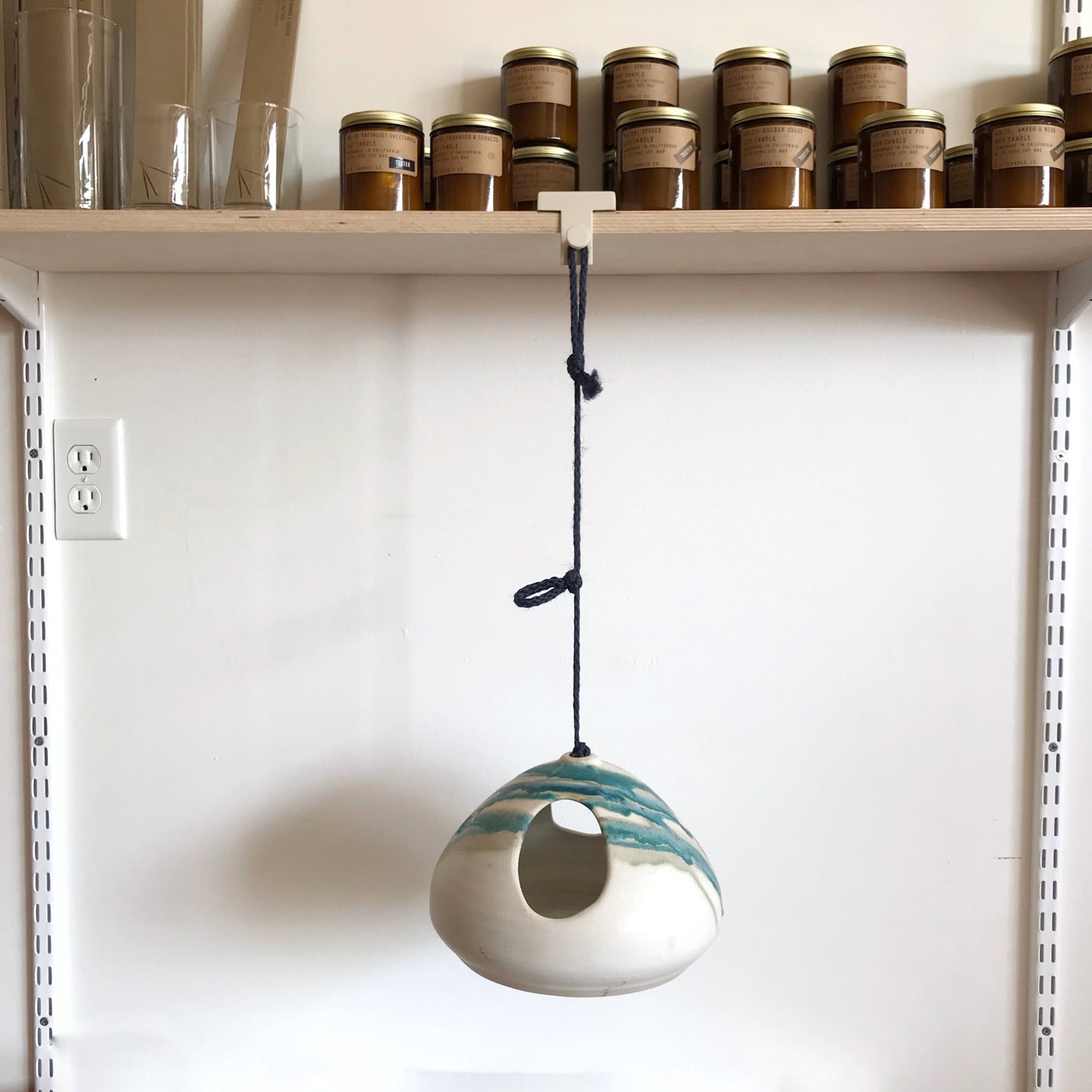Vintage Hanging Ceramic Bird Feeder