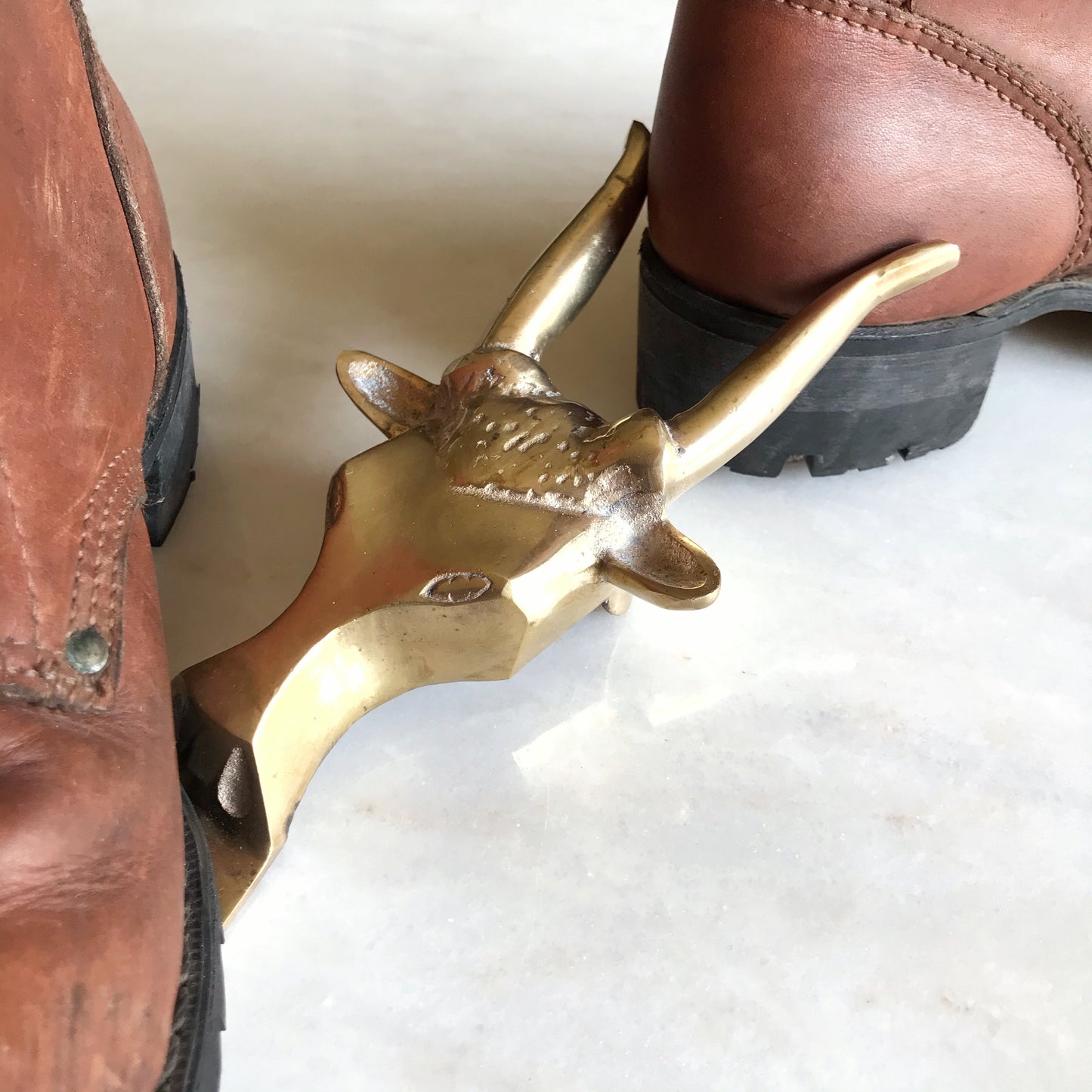 Vintage Brass Bull Bootjack / Boot Jack