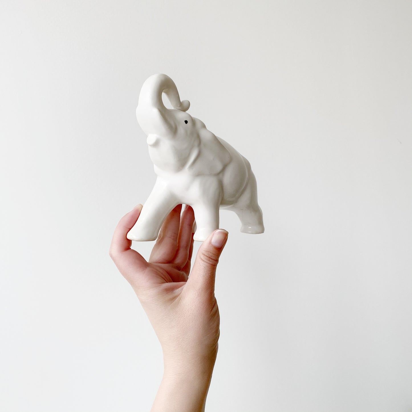 Vintage White Ceramic Elephant Figure