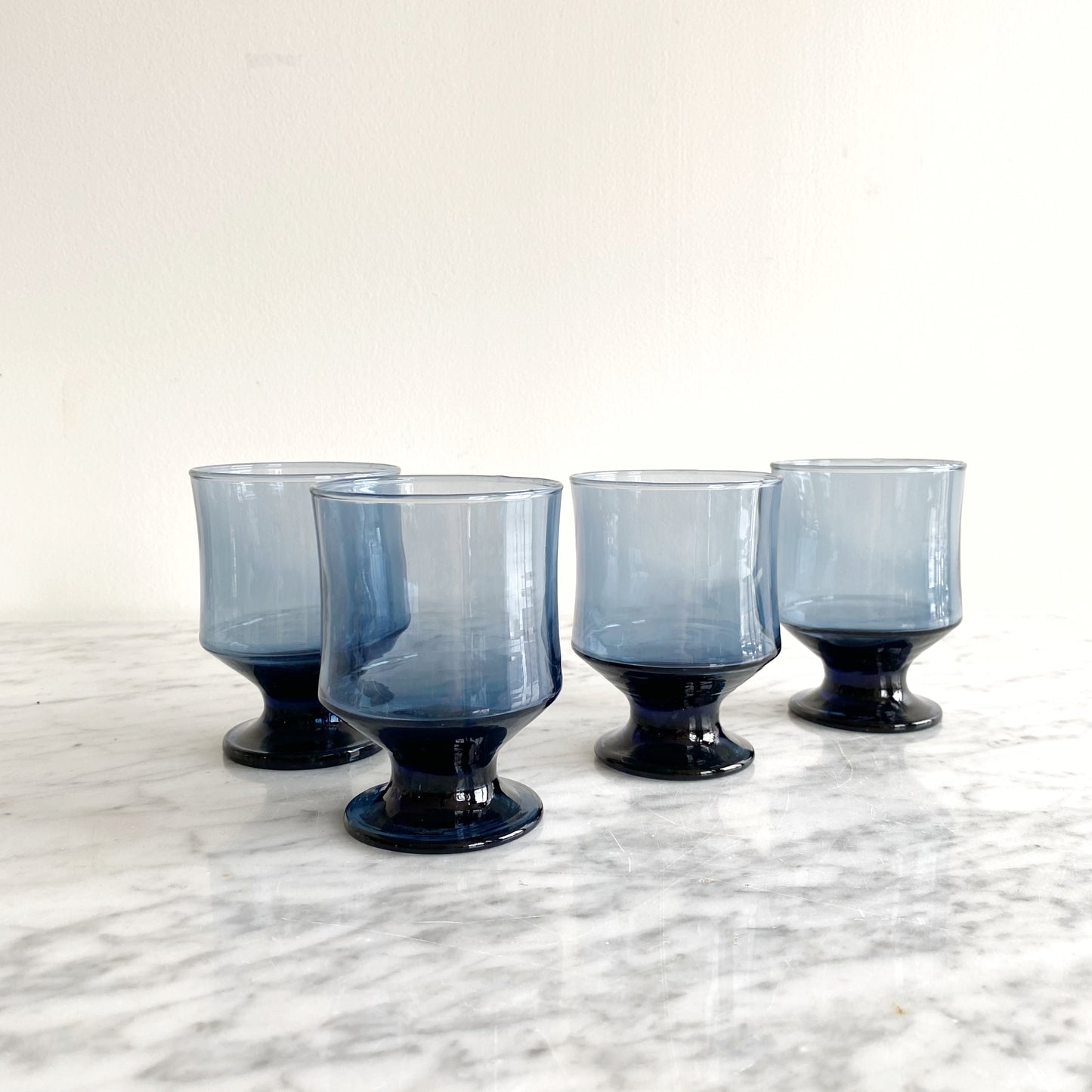 Set of 4 Vintage Blue Sapphire Glasses, Choose Style