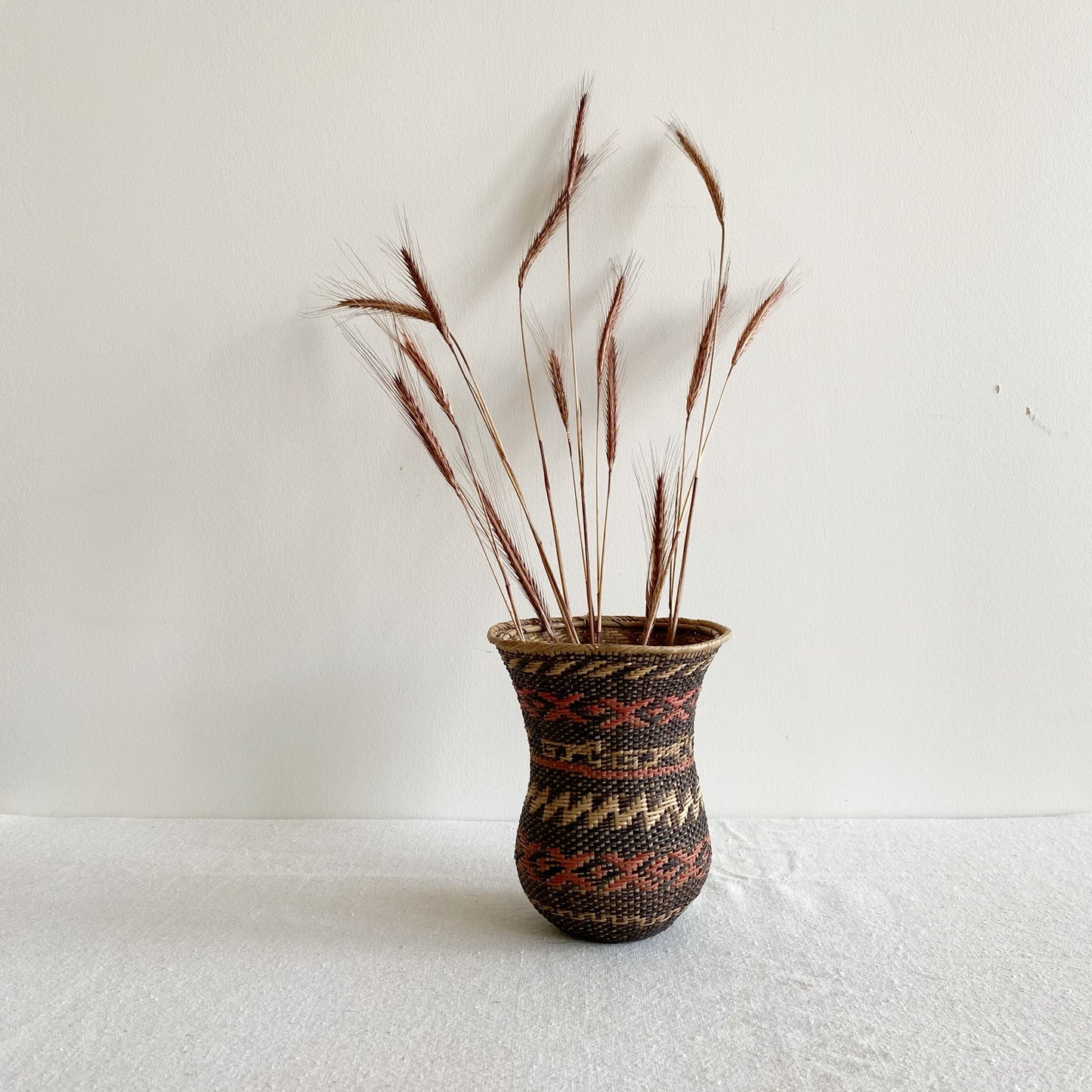 Vintage Woven Rattan Vase, 5.75”