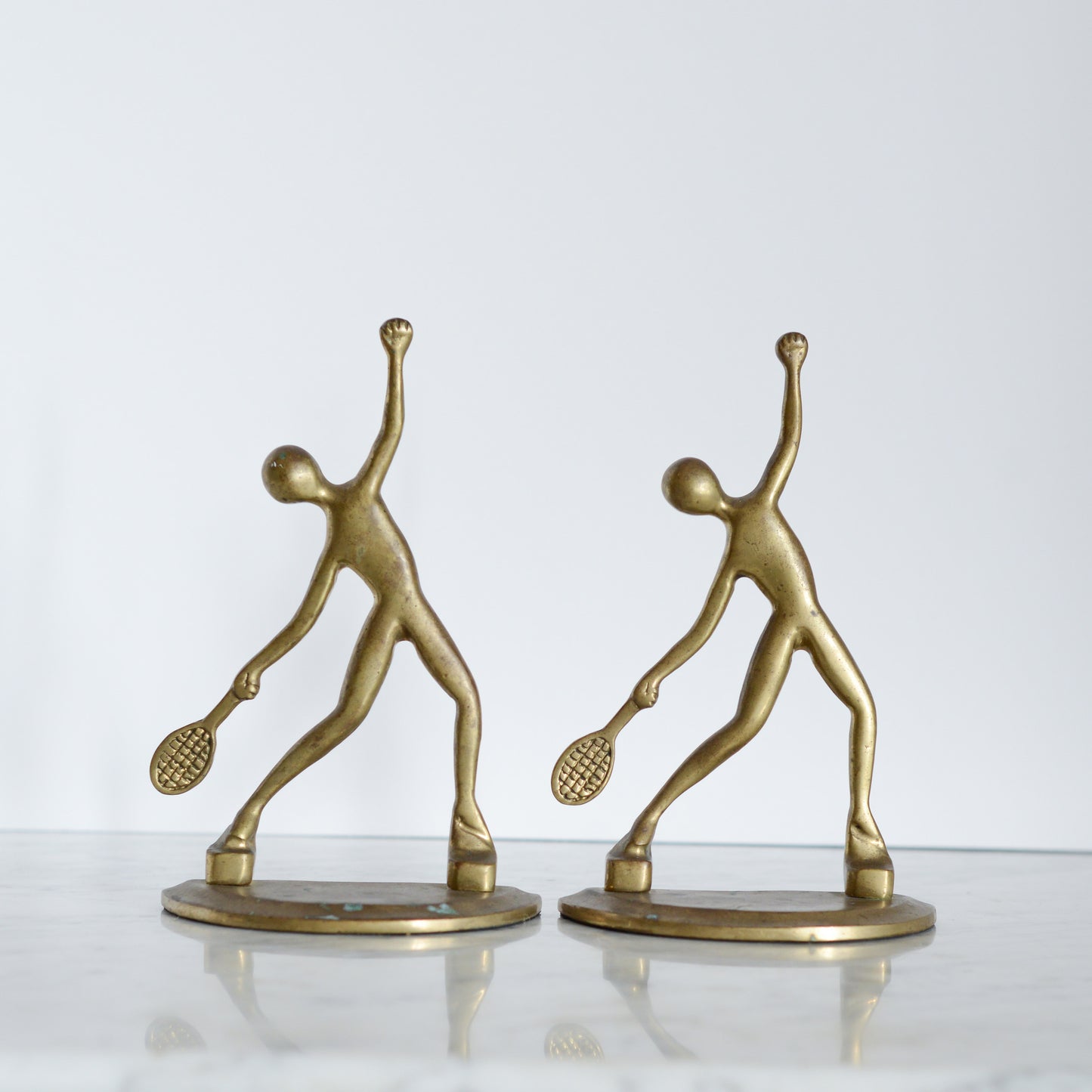 Vintage Brass Tennis Bookends