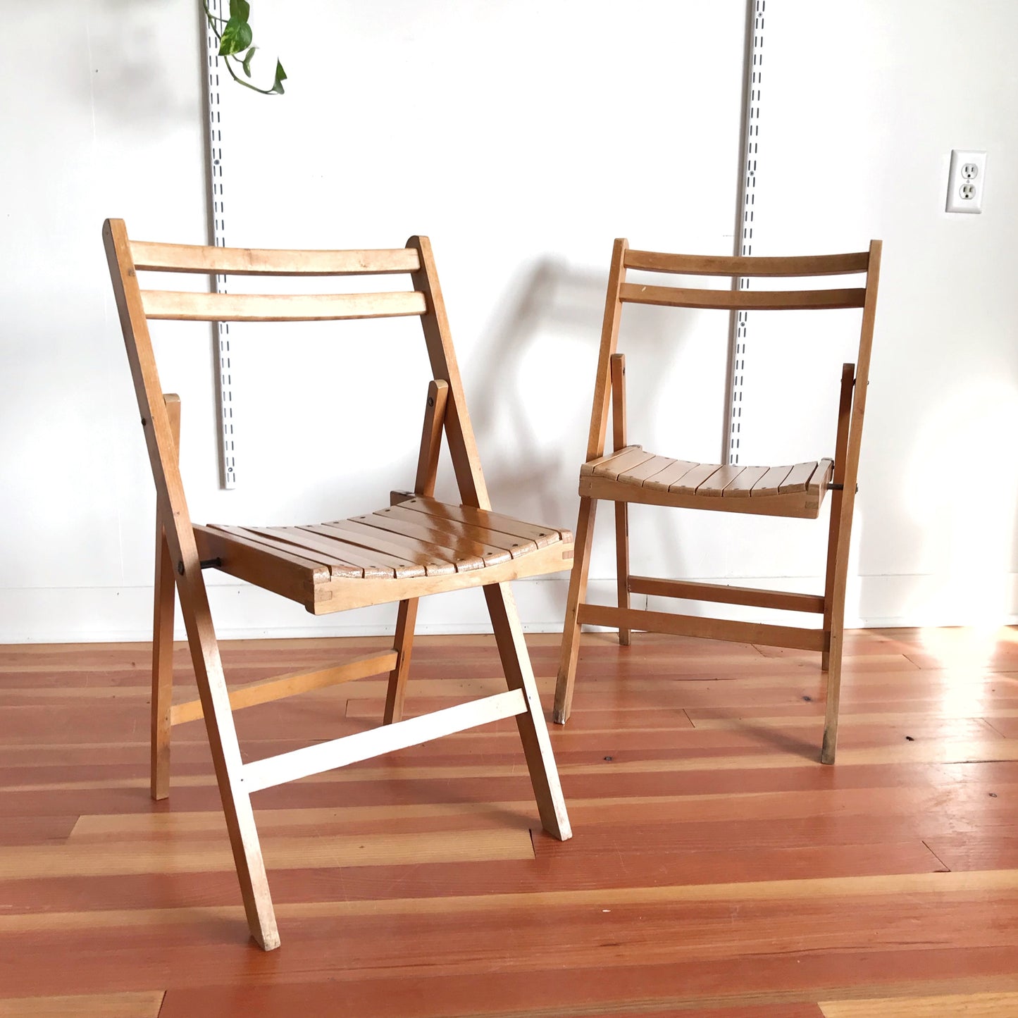 Pair of Vintage Wooden Folding Chairs